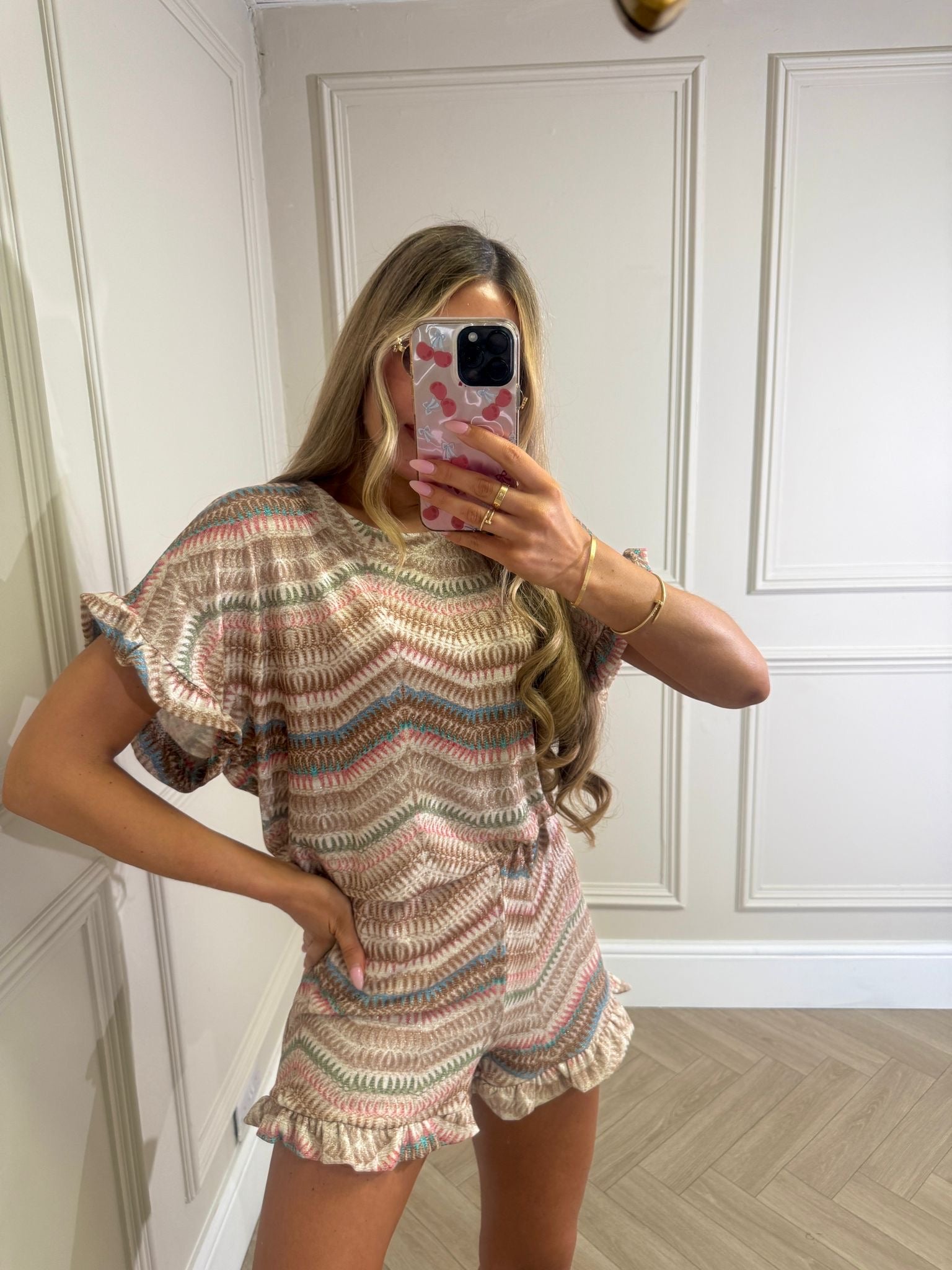 Frill pattern co-ord - beige