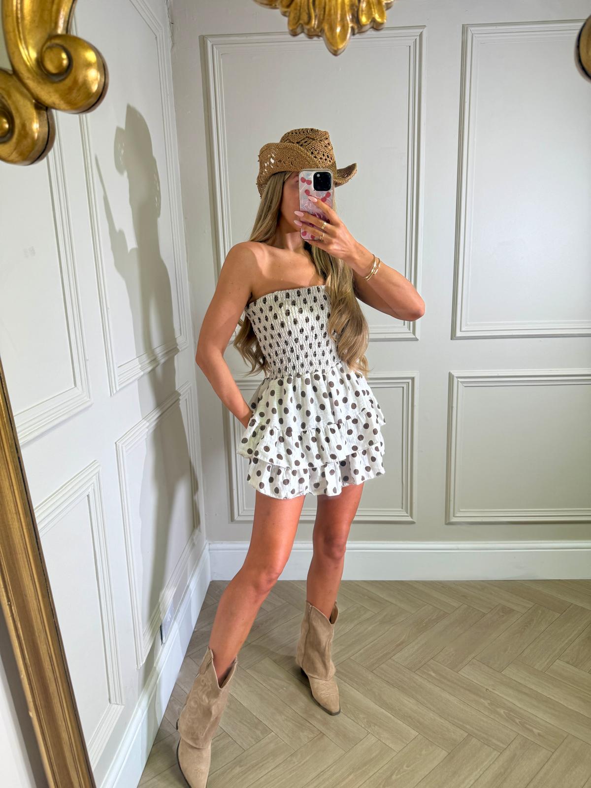 Polkadot playsuit - beige