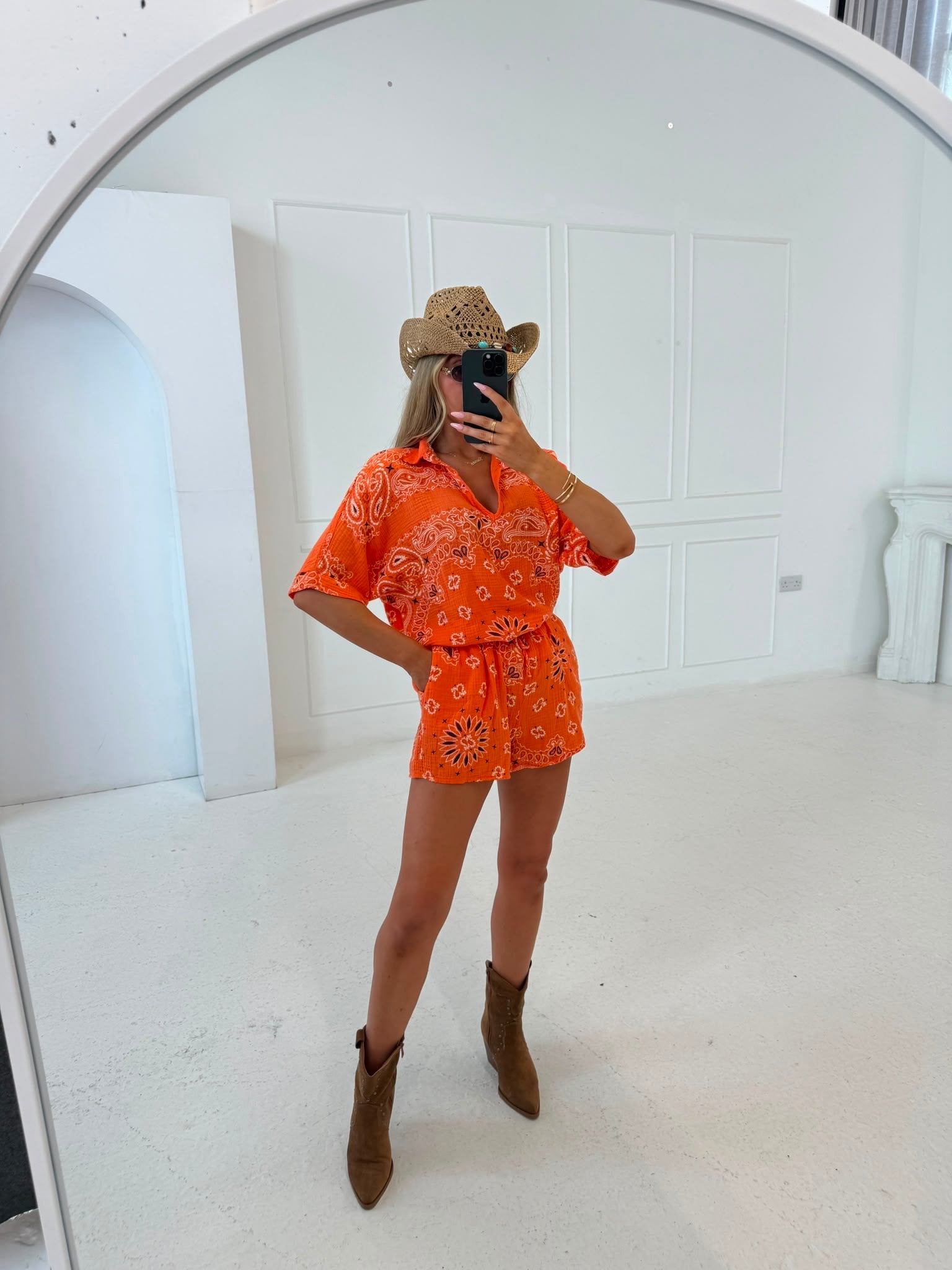 Bandana short sleeve set - orange
