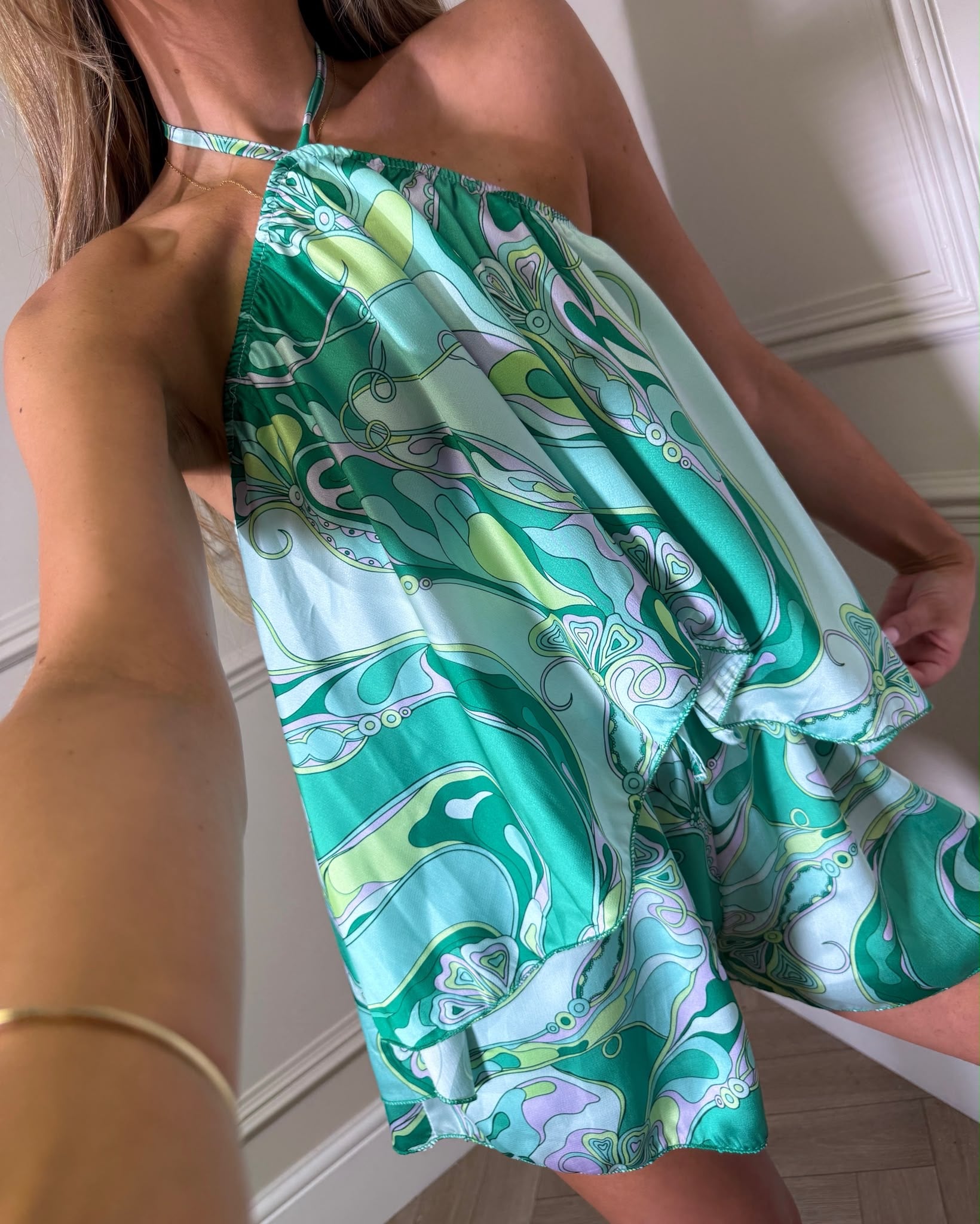 Jasmin print short co-ord - green