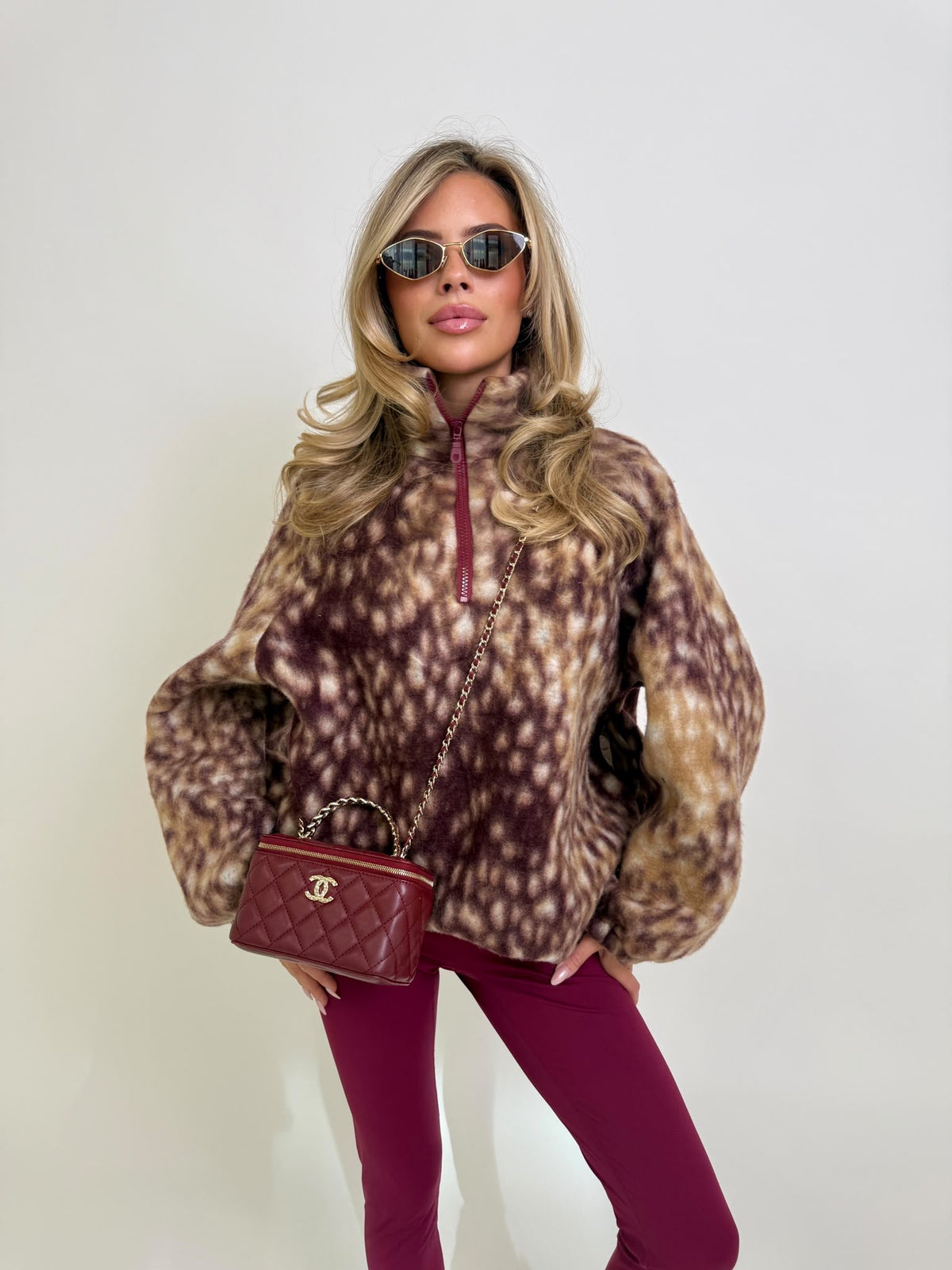 Deer fleece jumper - wine