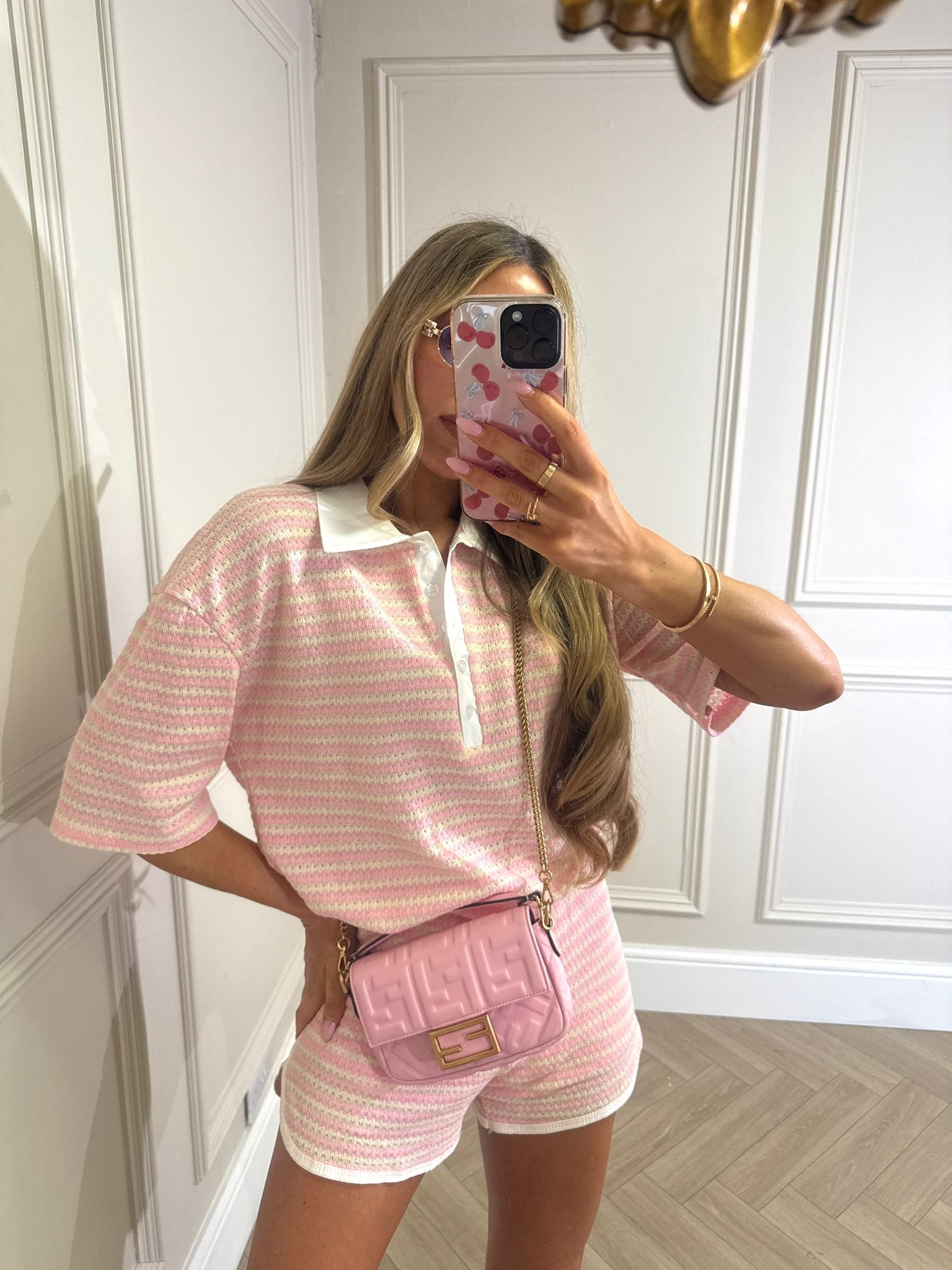 Collar stripe co-ord - pink