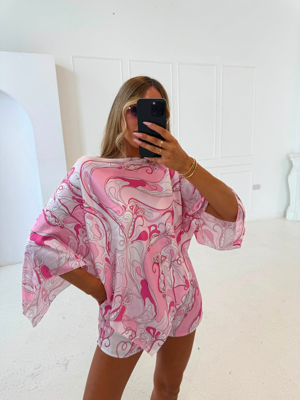 Cape print top co-ord - pink