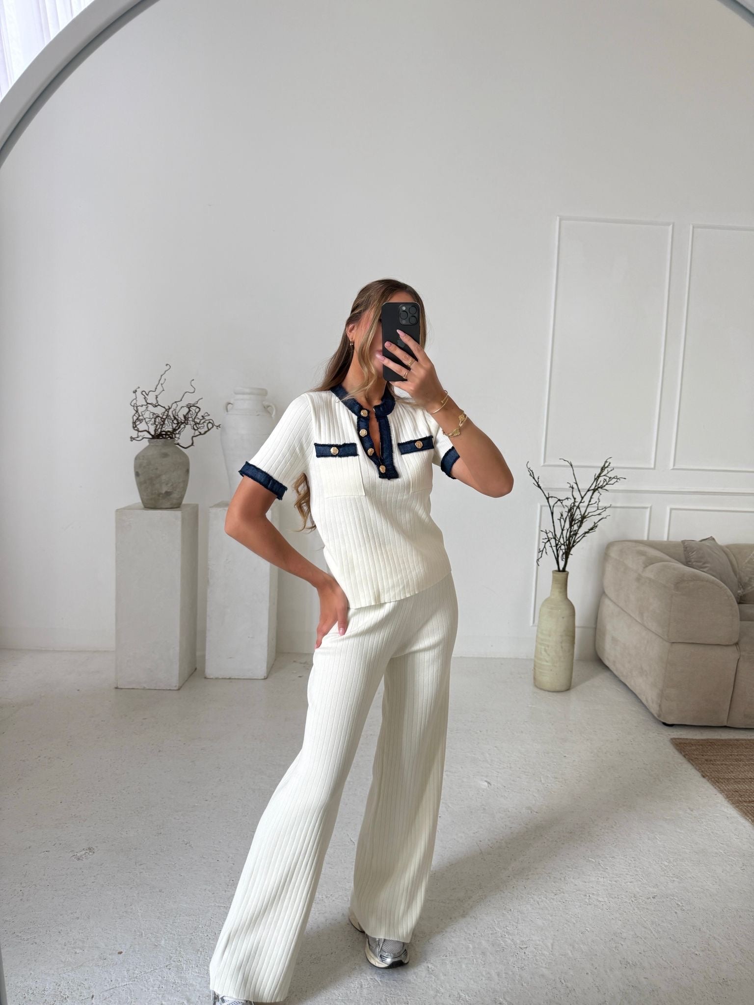 T-shirt denim lounge set - white