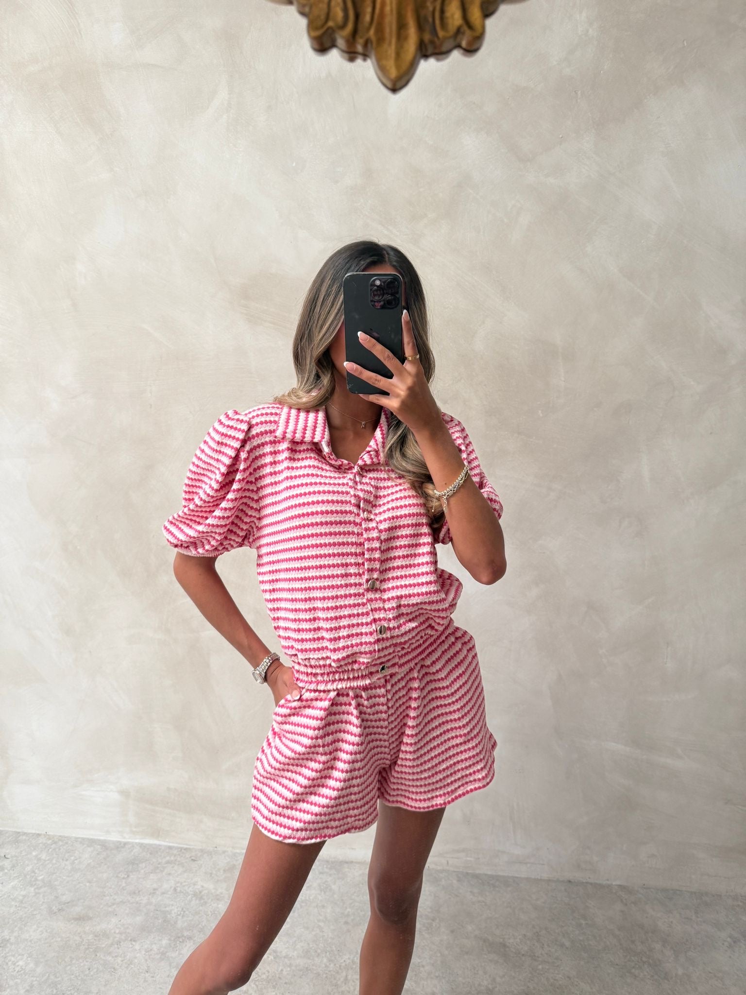 Penelope Collar Pattern Co-Ord - pink