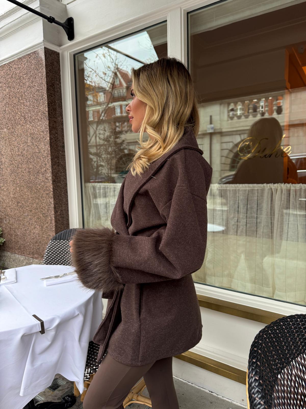 Lucinda faux fur cuff jacket - chocolate