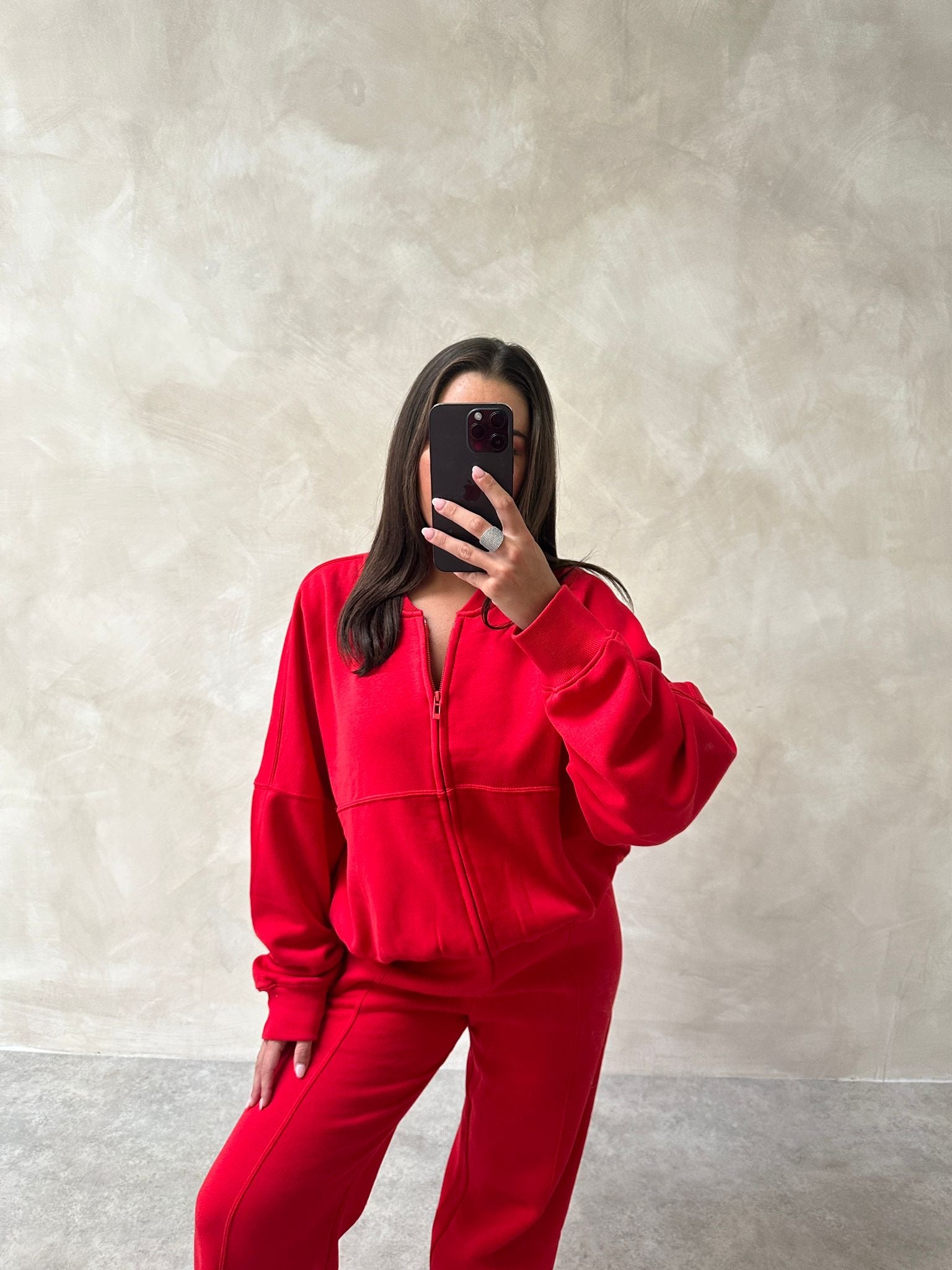 Zip Tracksuit Flare Joggers - Red