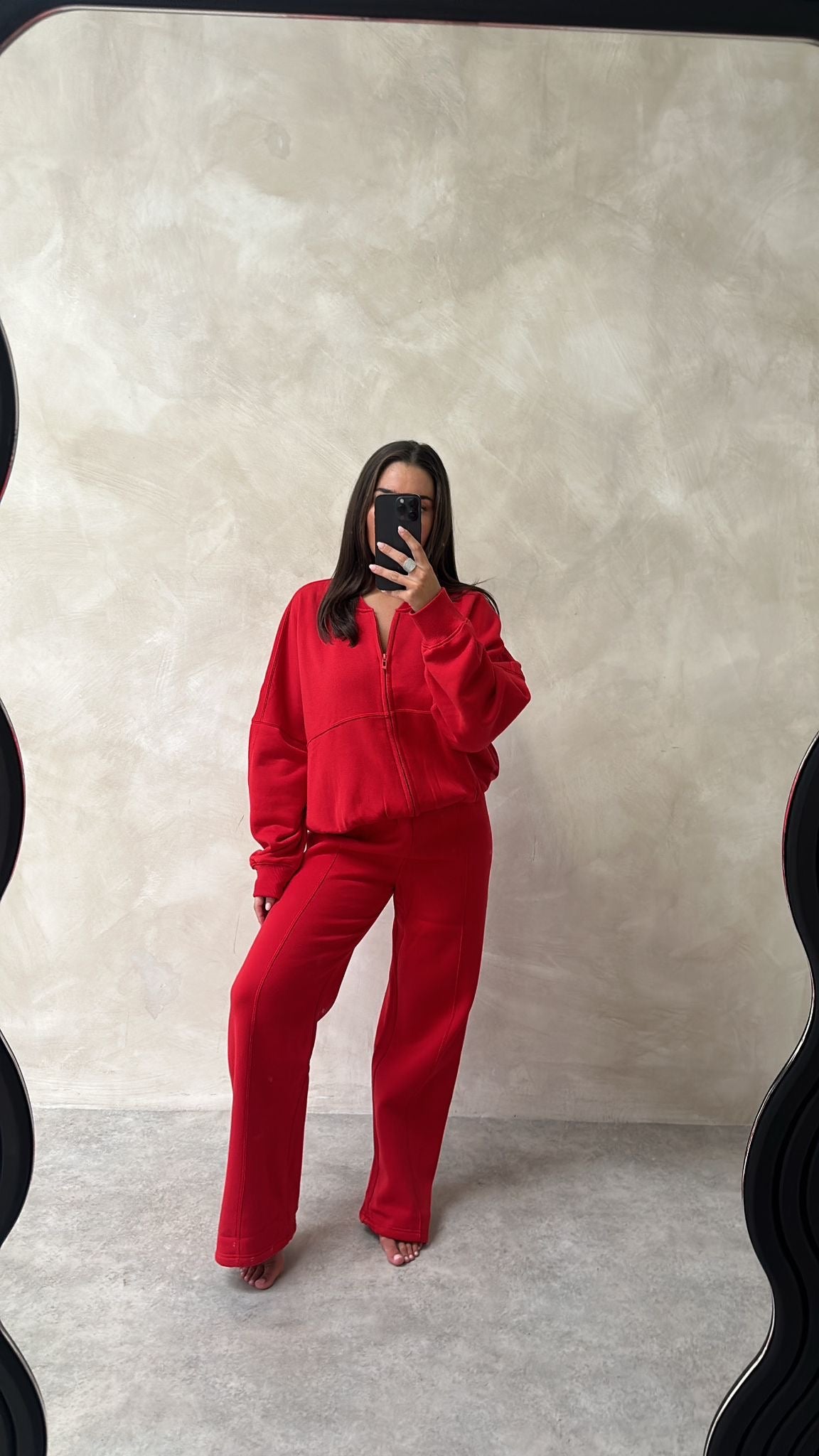 Zip Tracksuit Flare Joggers - Red