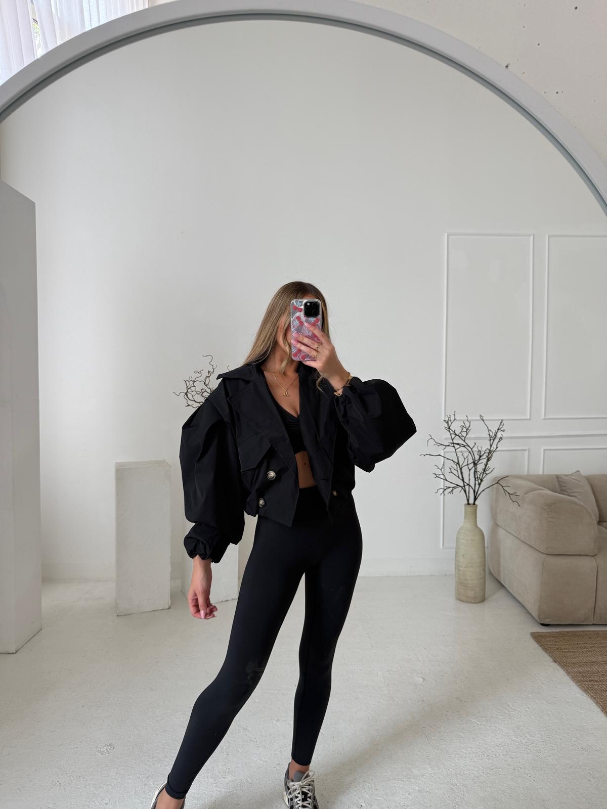 Balloon arm crop jacket - Black