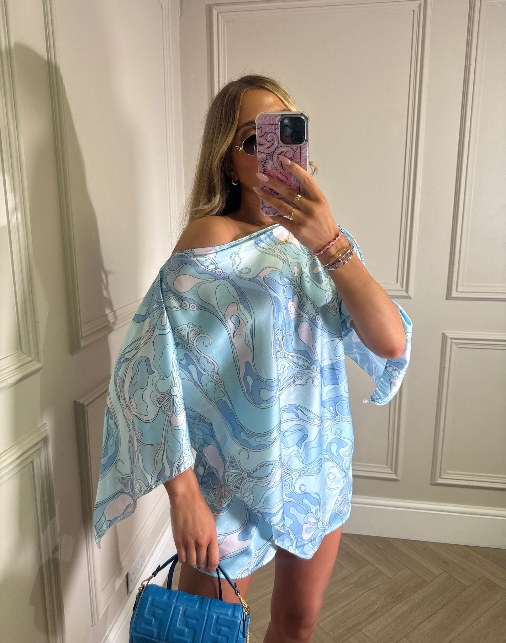 Cape top co-ord - baby blue
