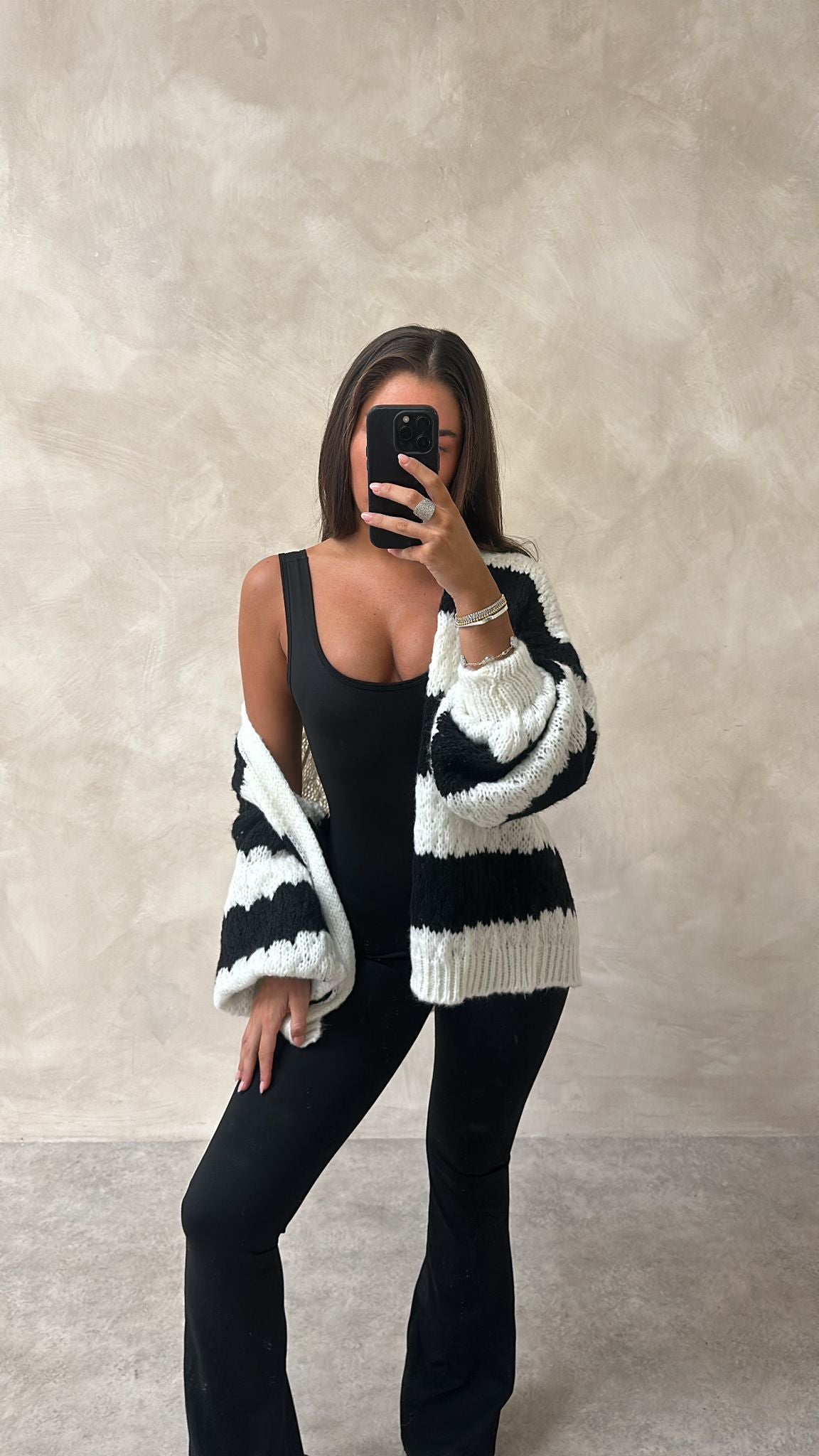 Stripe cardigan - black