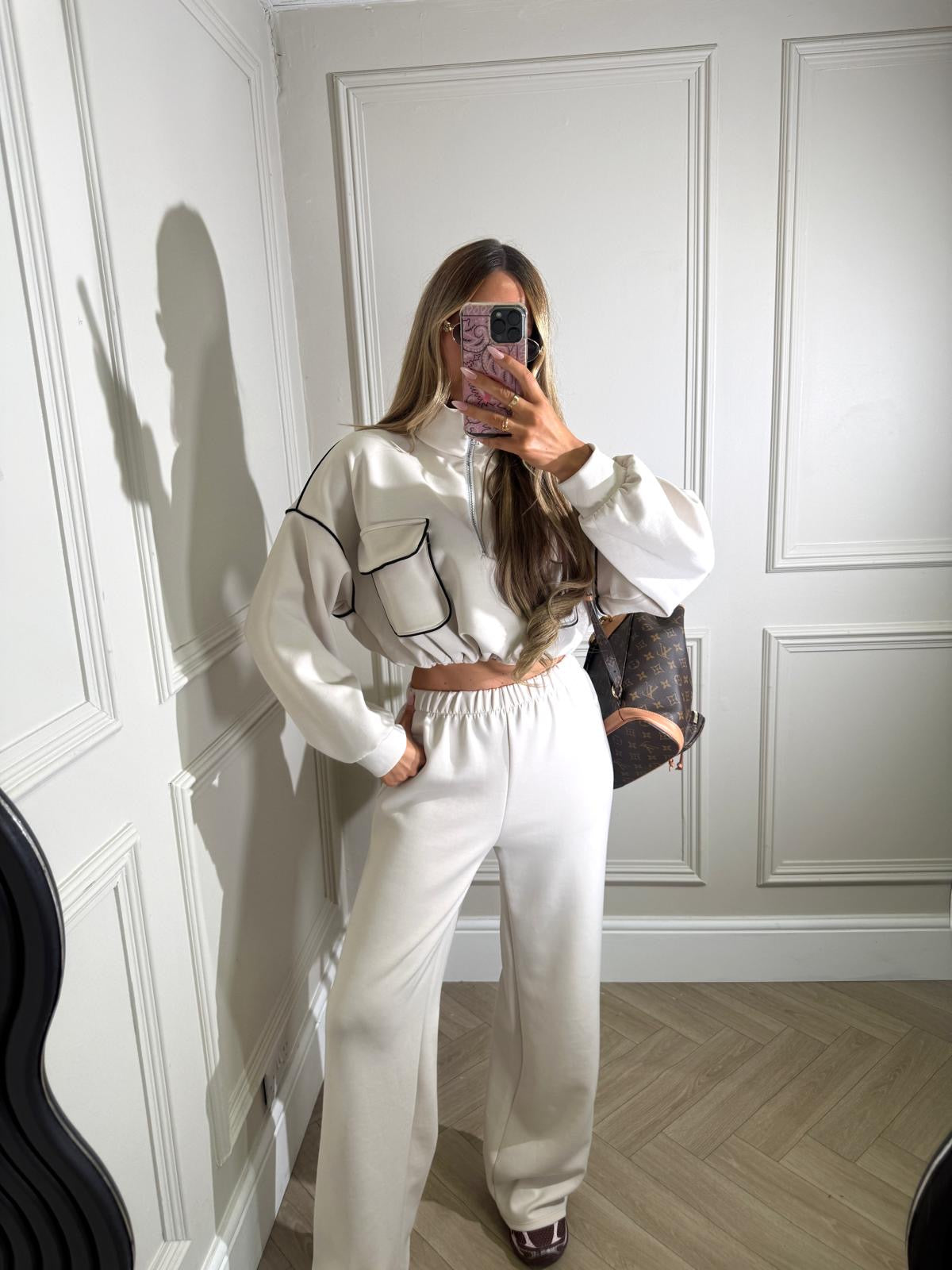 Contrast pocket tracksuit - beige