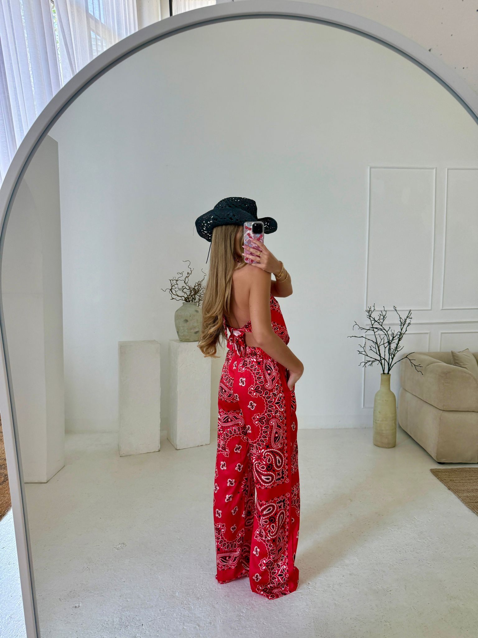 Bandana Trouser Set - Red