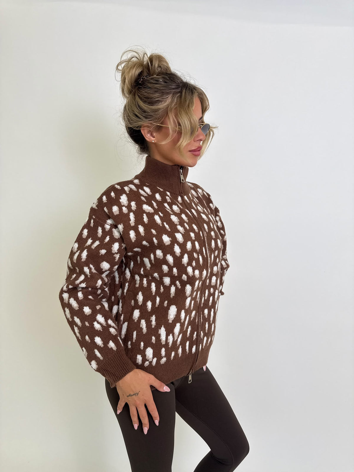 Animal print cardigan - brown