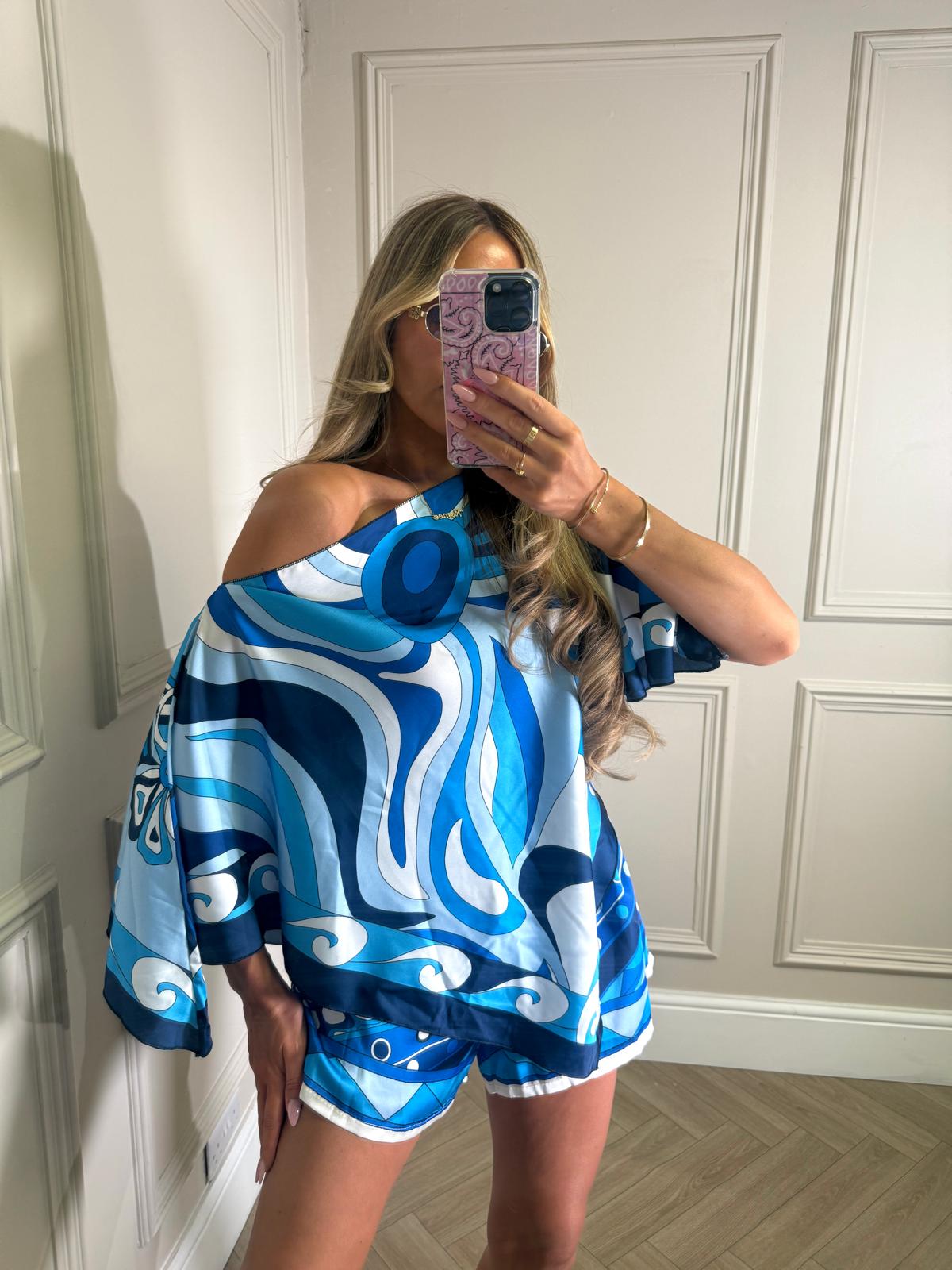 Cape top co-ord - royal blue