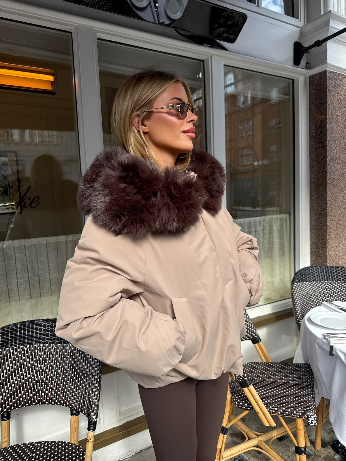 Selina faux fur jacket - beige