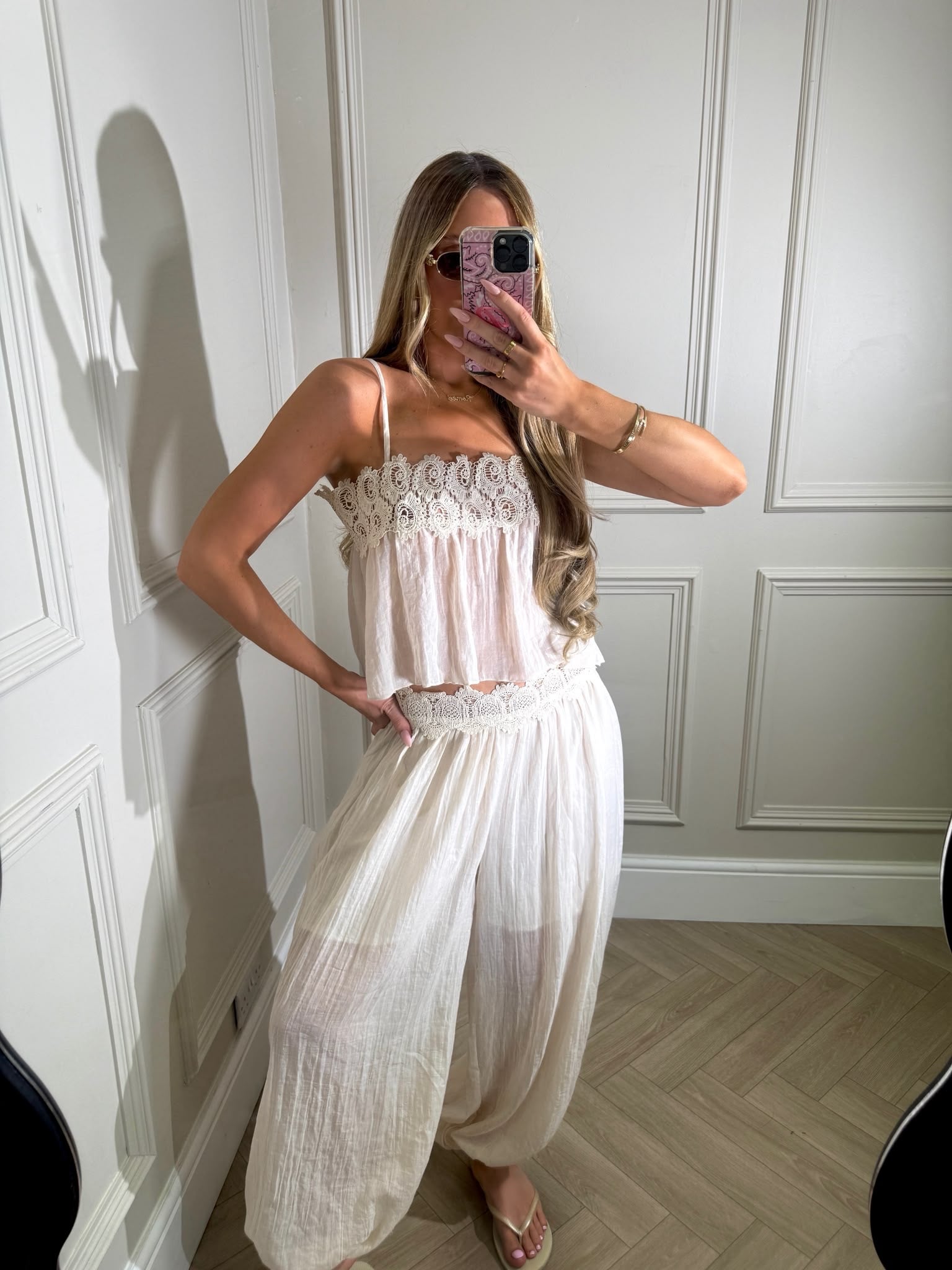 Coco sheer harem set - cream