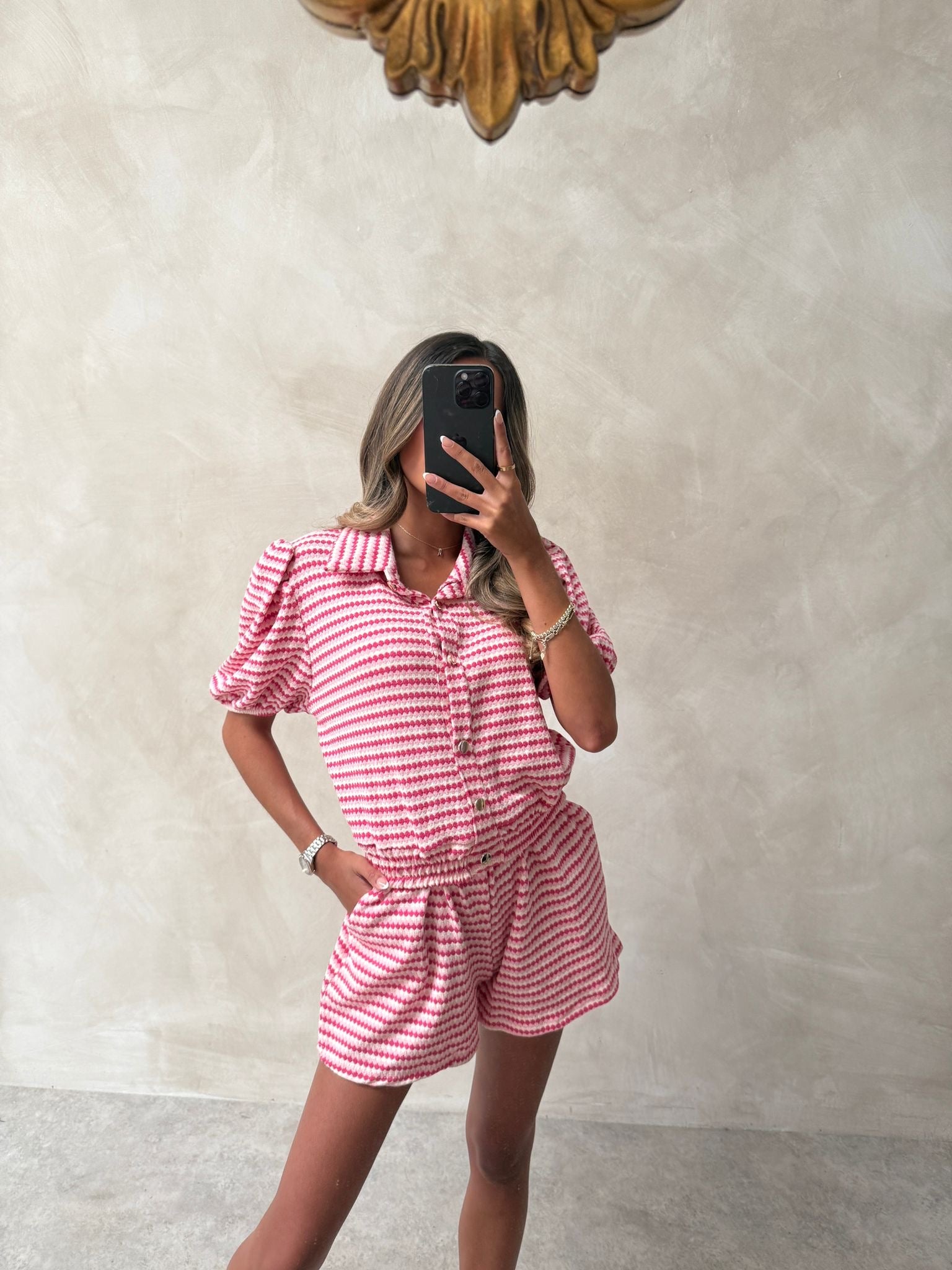 Penelope Collar Pattern Co-Ord - pink