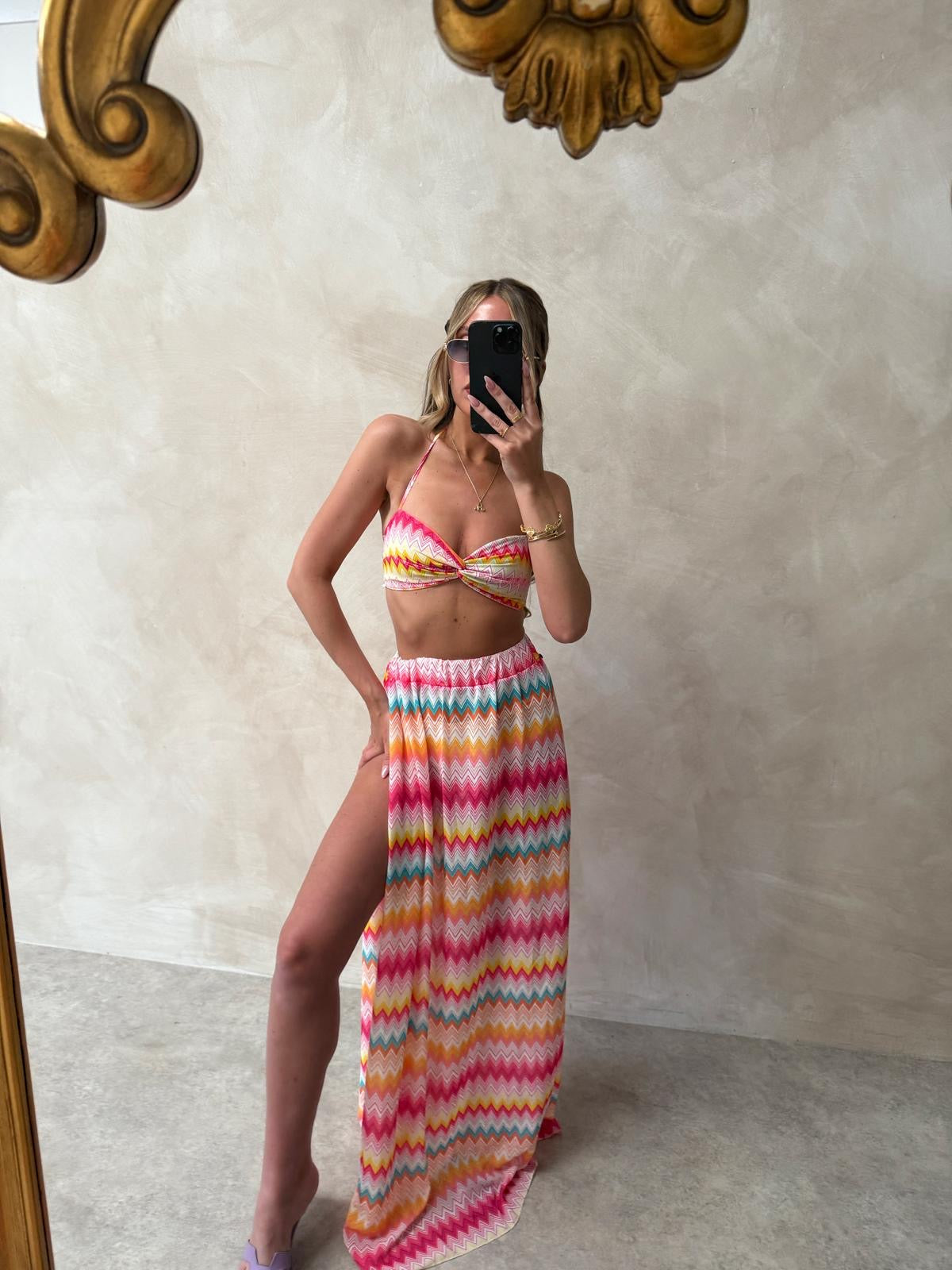Zig zag bra let maxi set - pink