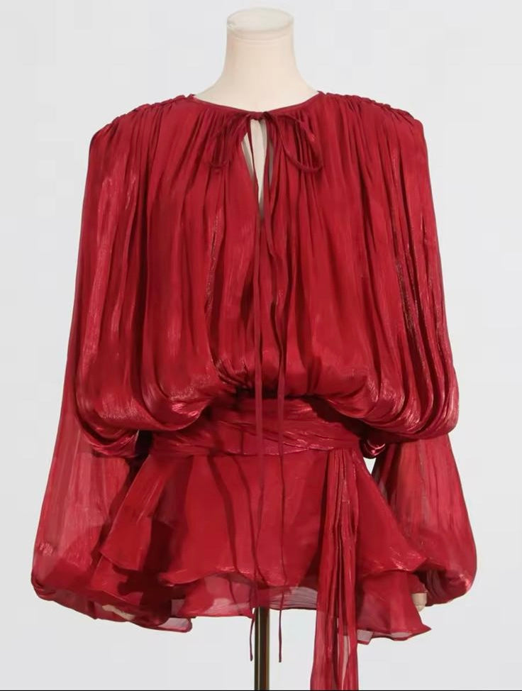 chiffon shirt dress - red PRE ORDER