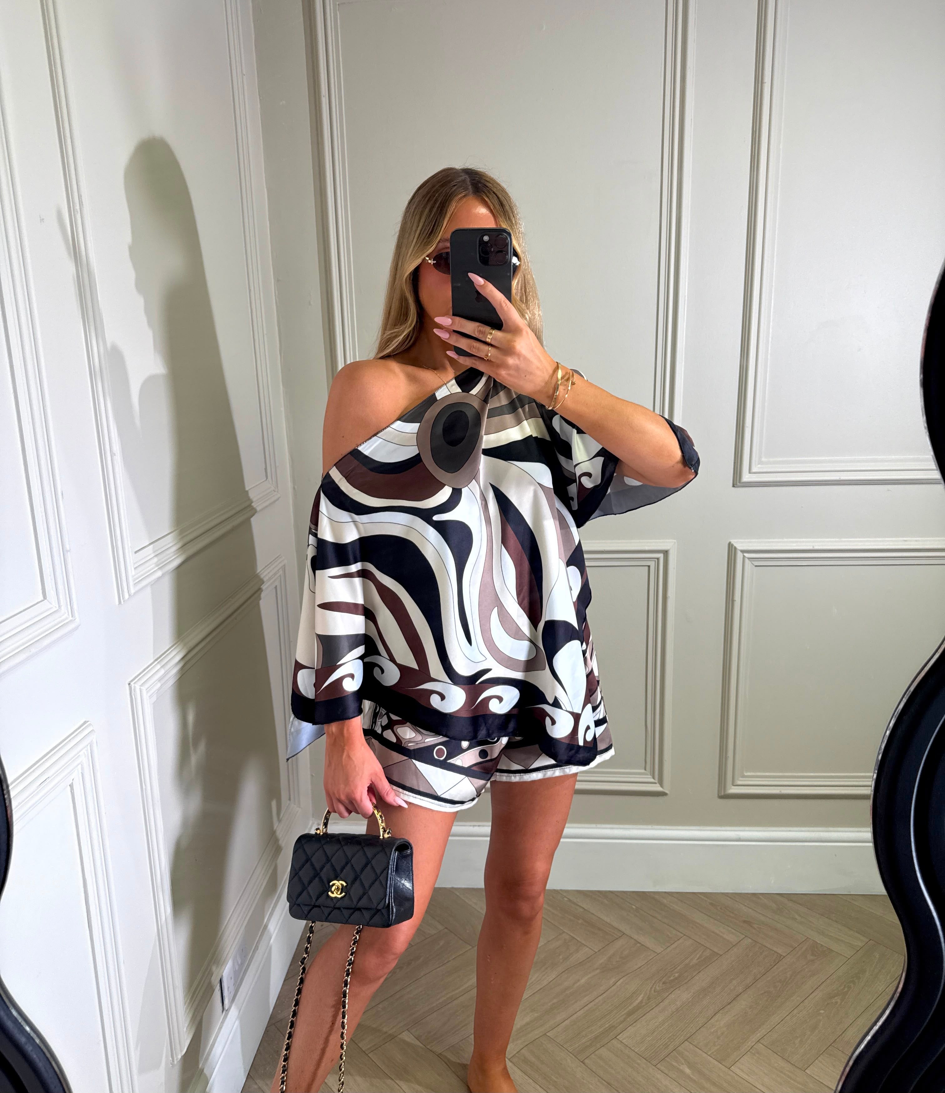 Cape top co-ord - black