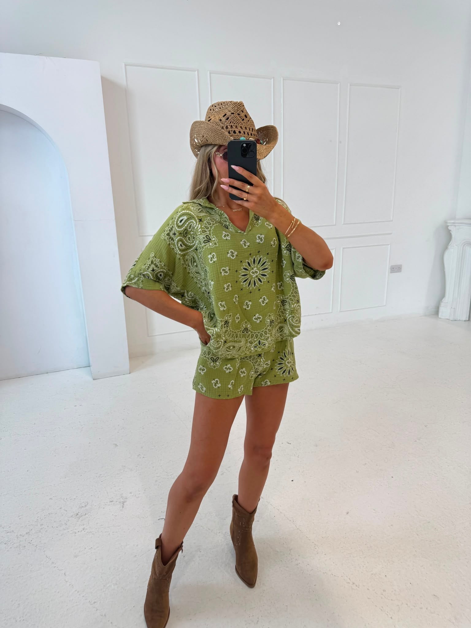 Bandana short sleeve set - green