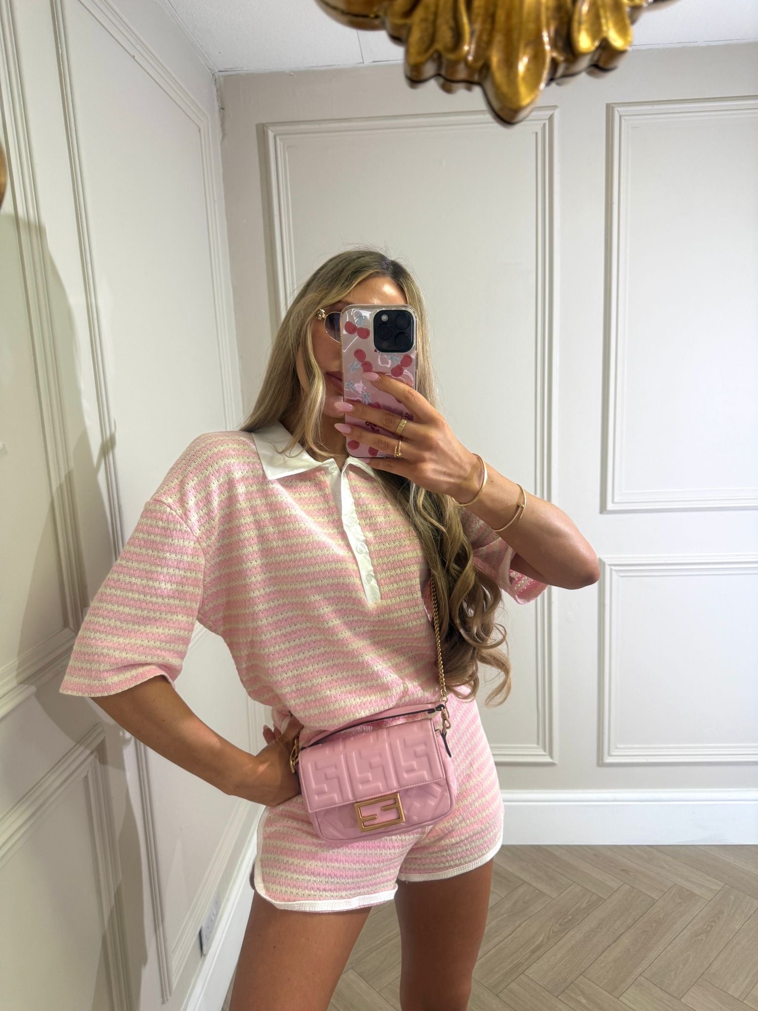 Collar stripe co-ord - pink