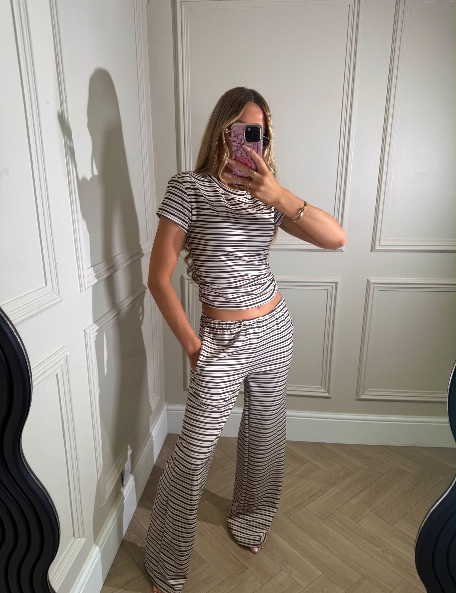 Stripe T-shirt lounge - beige