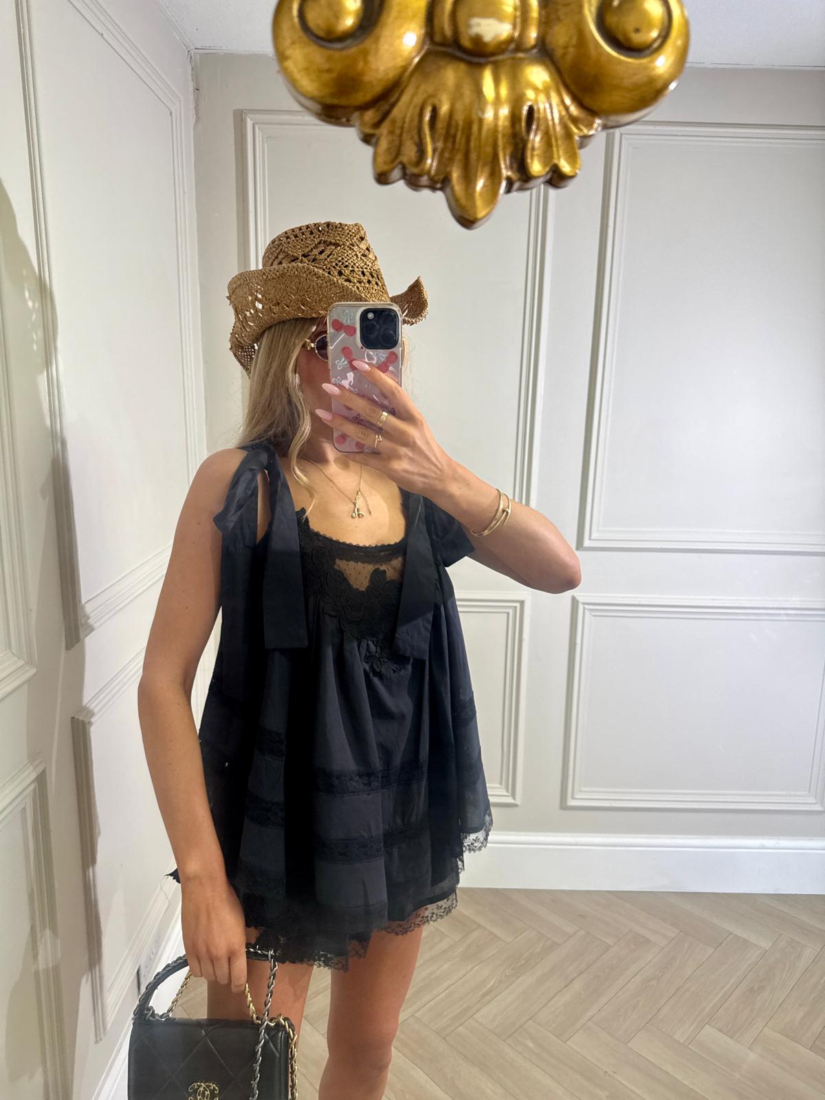 Luxury crochet lace tie set - black