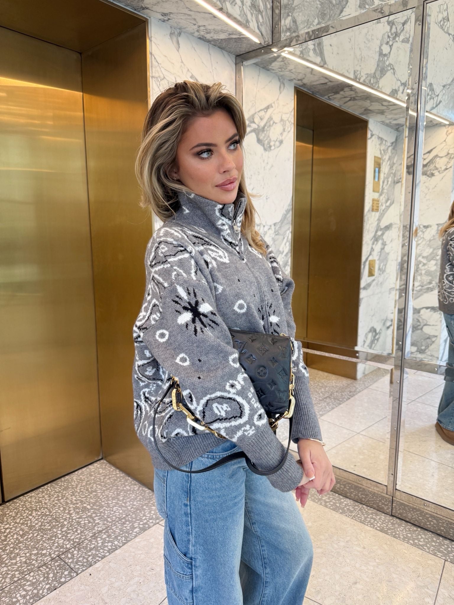 Bandana knit cardigan - grey PRE ORDER