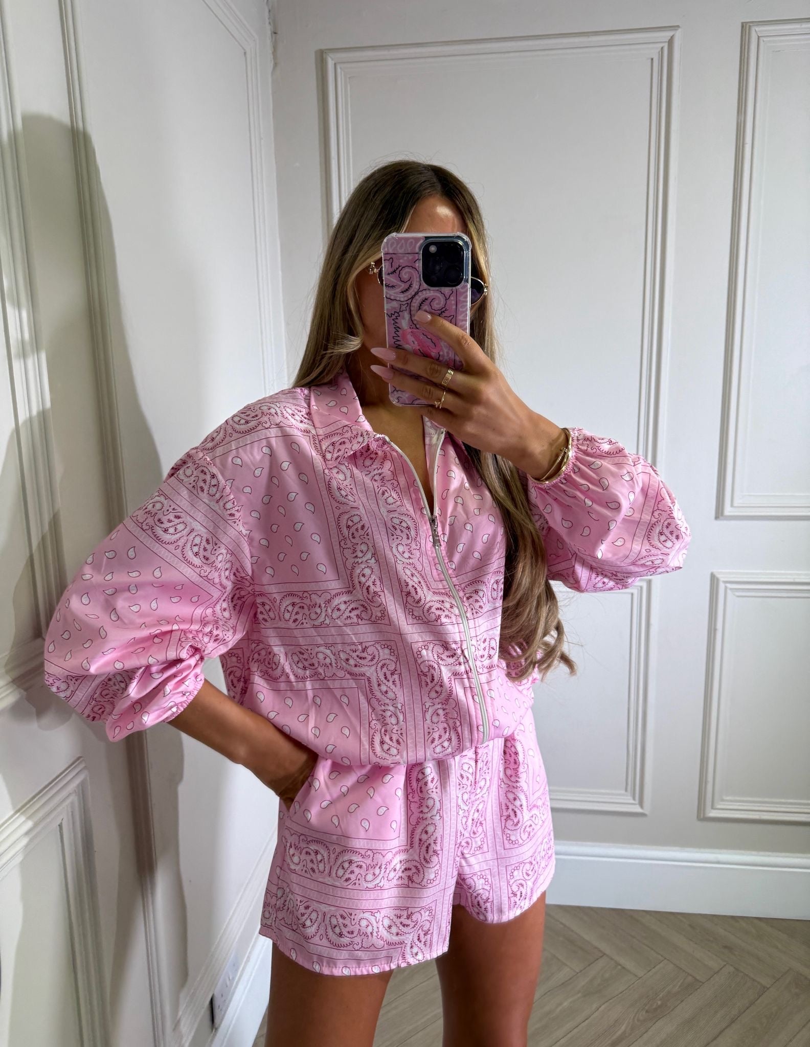 Lucia jacket and short co-ord - bandana pink