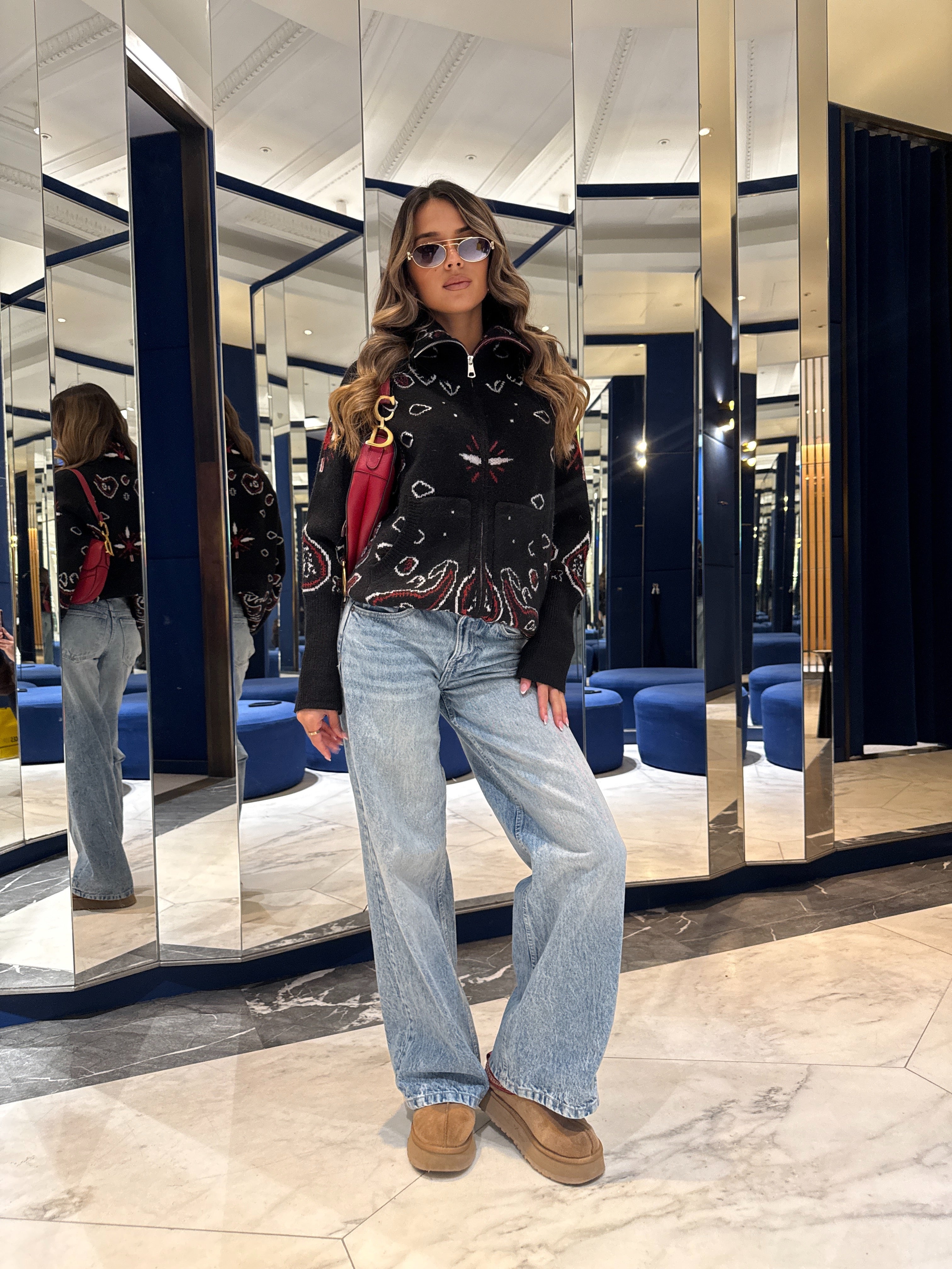 Bandana knit cardigan - black