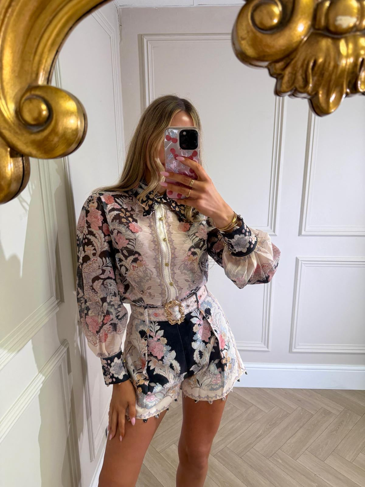 Floral collar co-ord - black