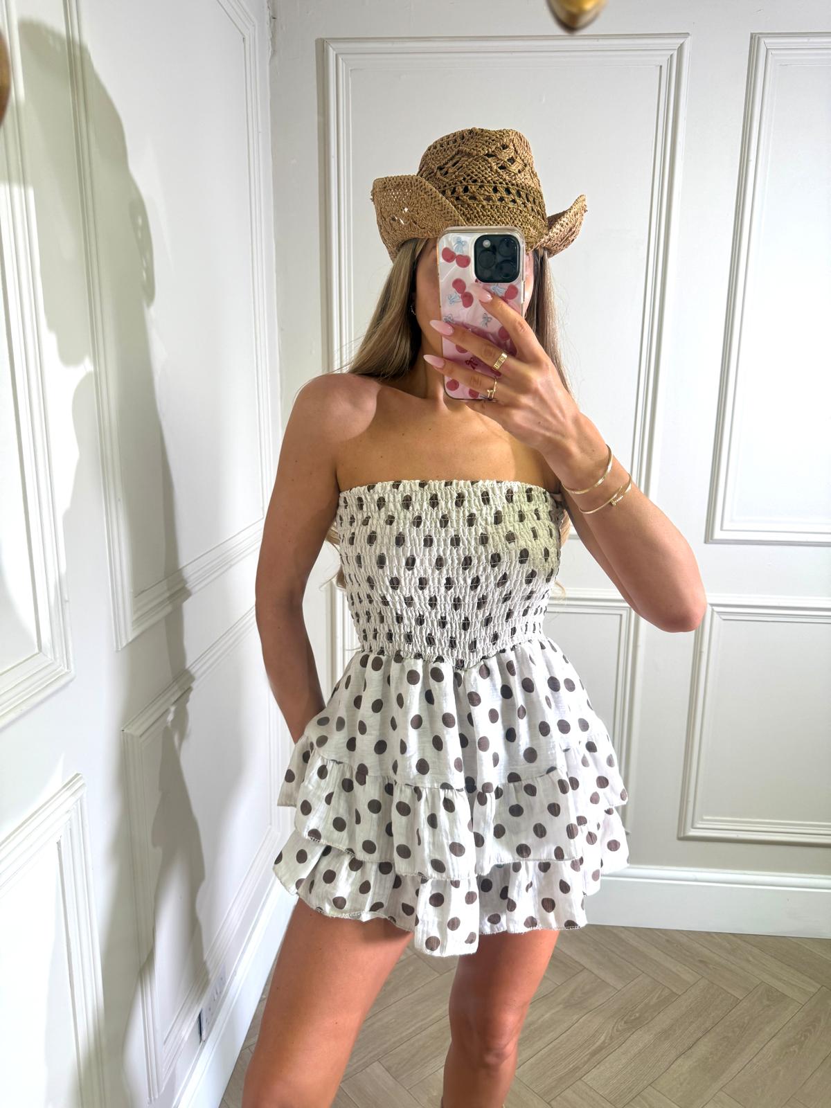 Polkadot playsuit - beige