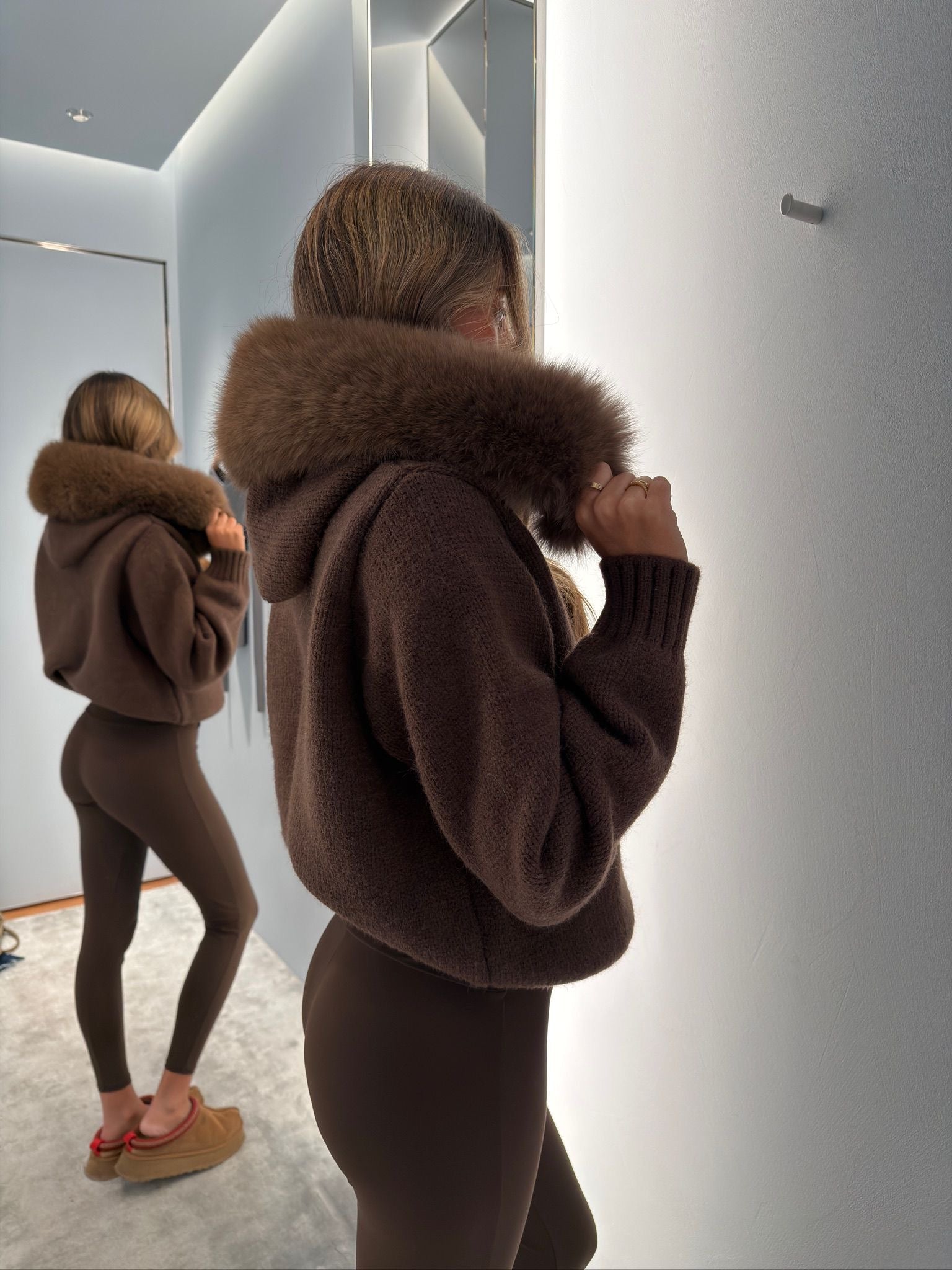 Luxury Fur Cardigan Jacket - brown - PRE ORDER