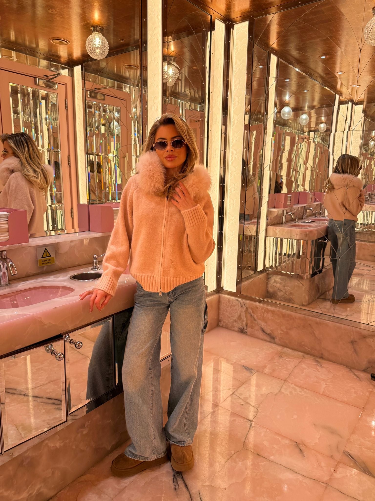 Luxury Fur Cardigan Jacket - baby pink PRE ORDER