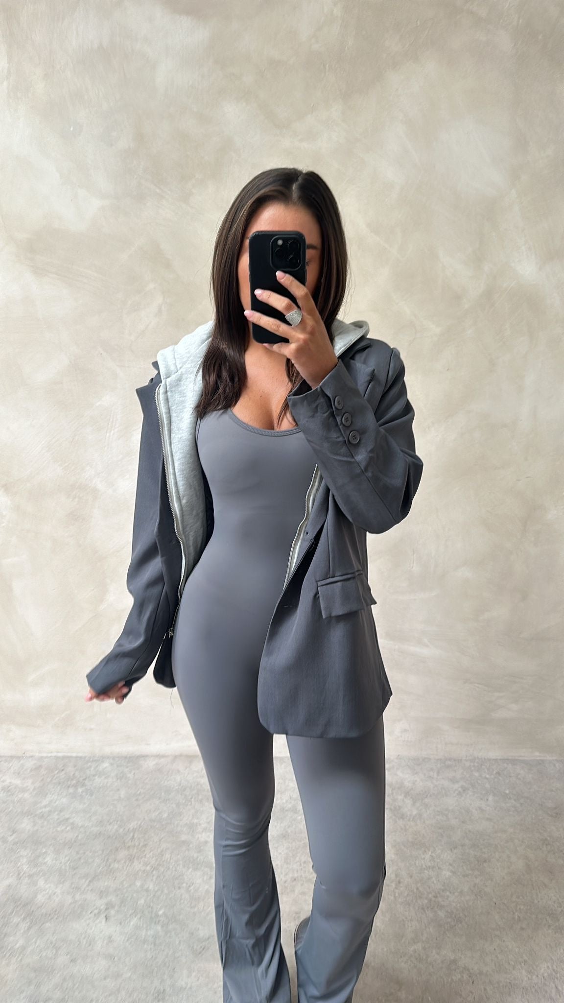 2in1 hooded blazer - grey