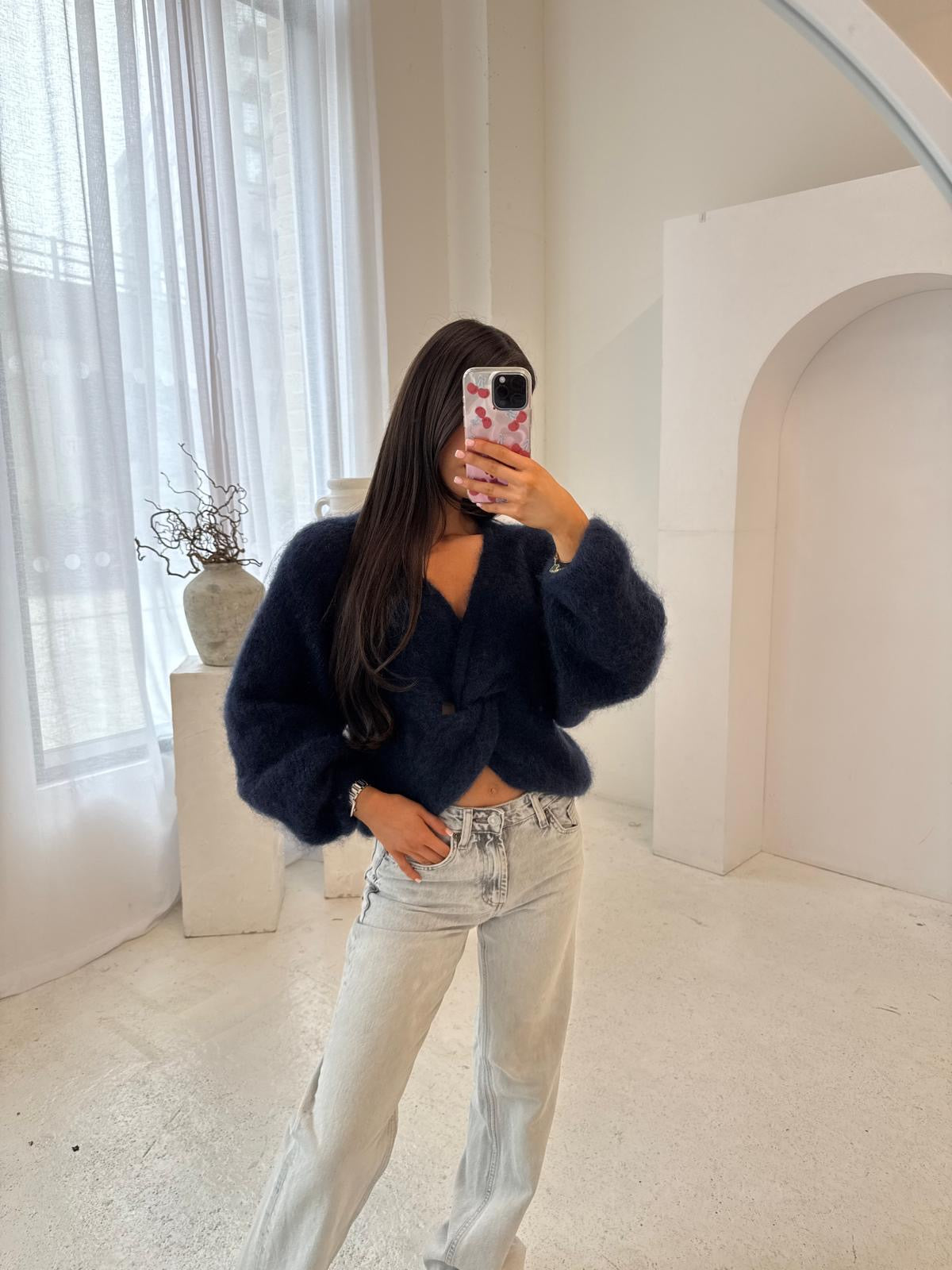 Knit tie over jumper - Navy