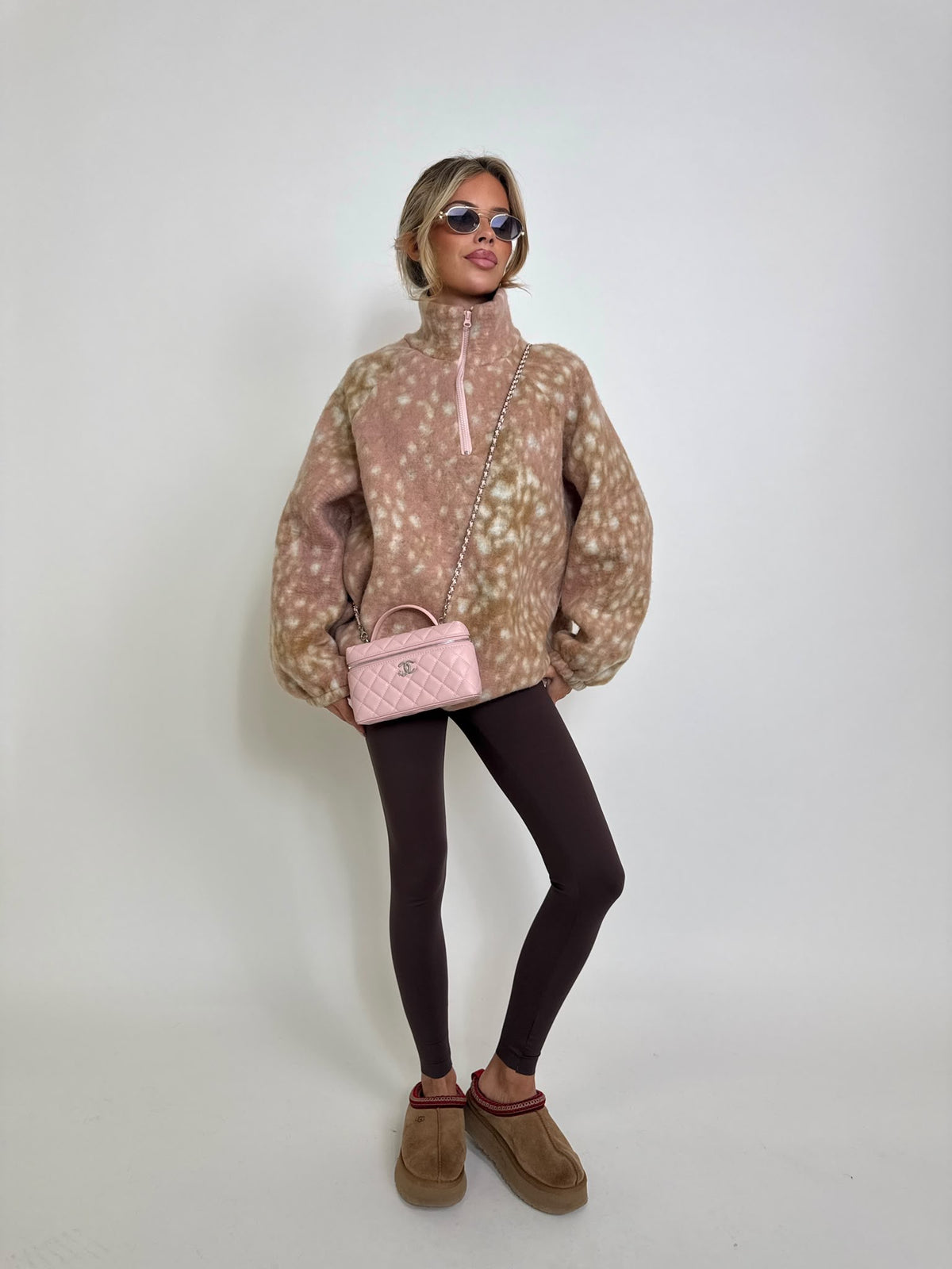 Deer fleece jumper - pink