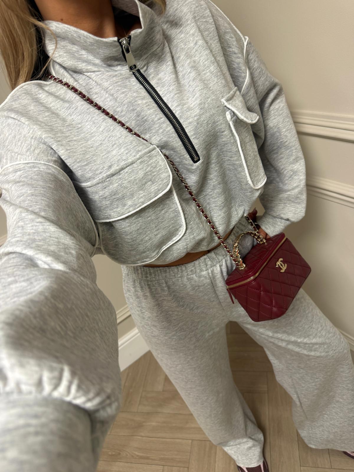 Contrast pocket tracksuit - Grey