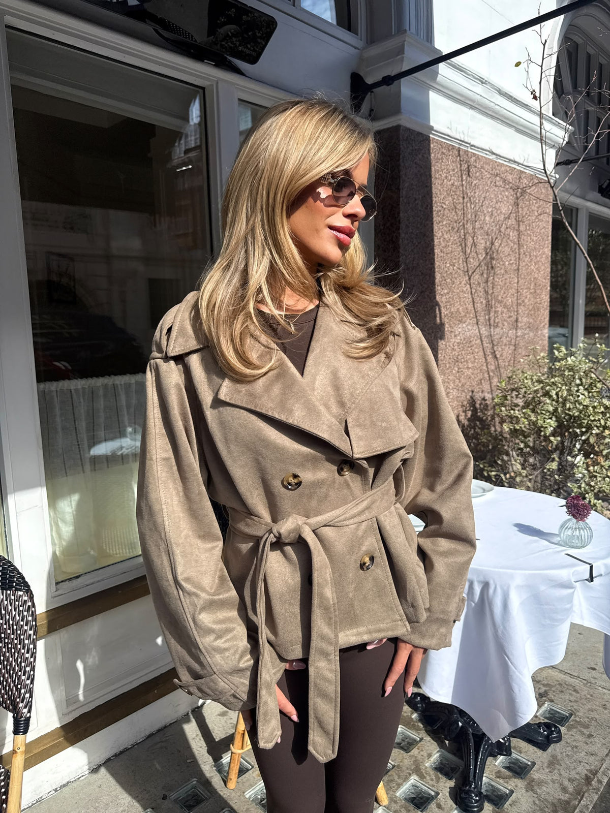 Suede trench jacket - beige