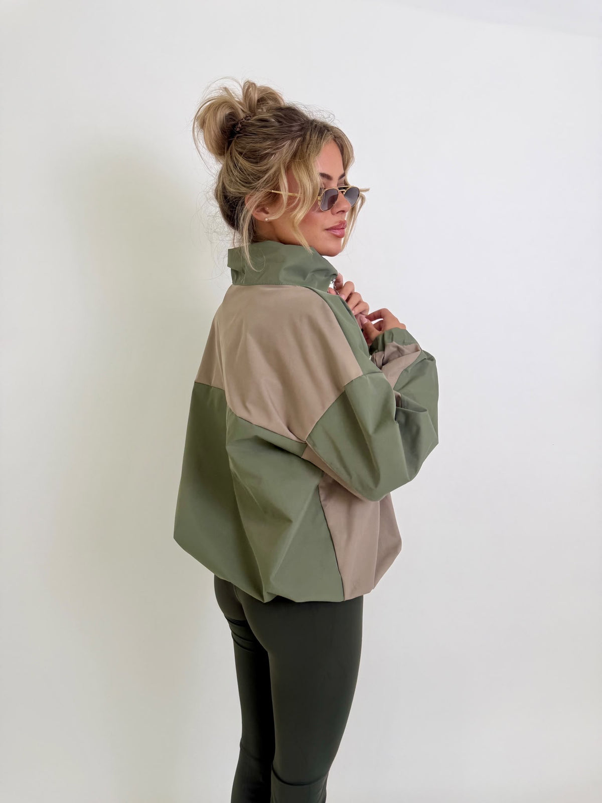 Quarter zip windbreaker - khaki