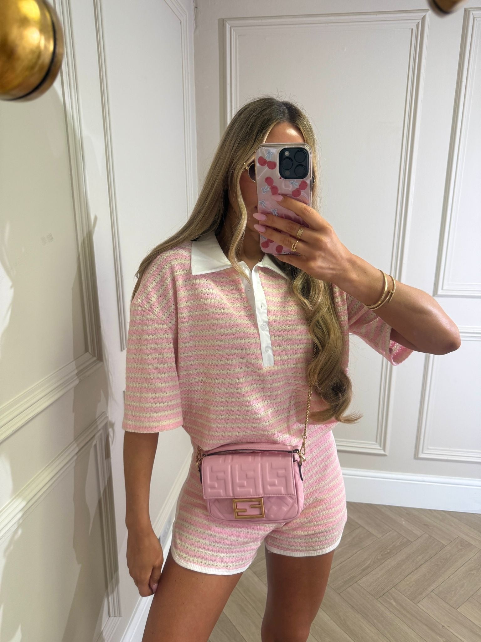 Collar stripe co-ord - pink