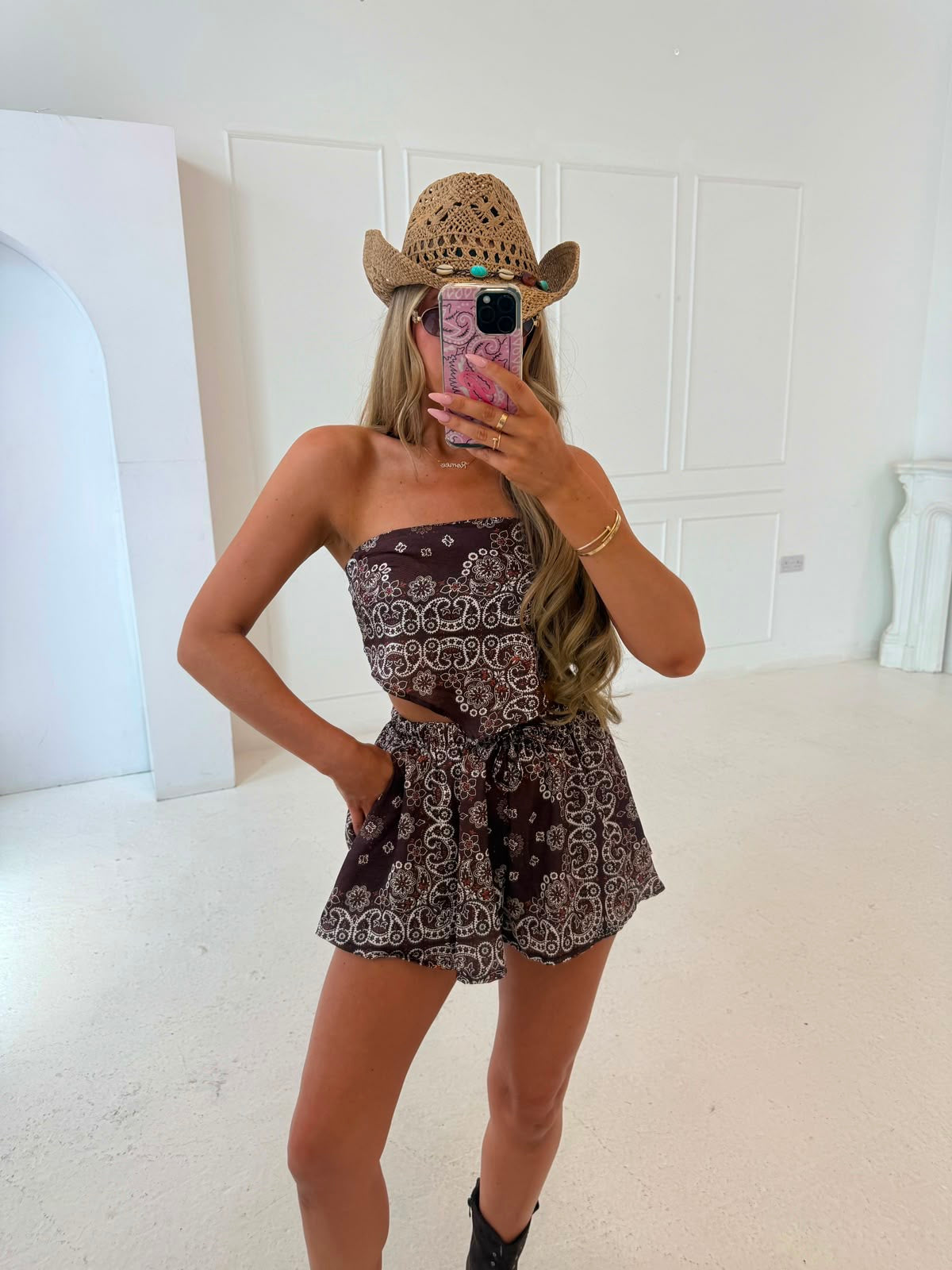 Bandana bandeau co-ord - brown