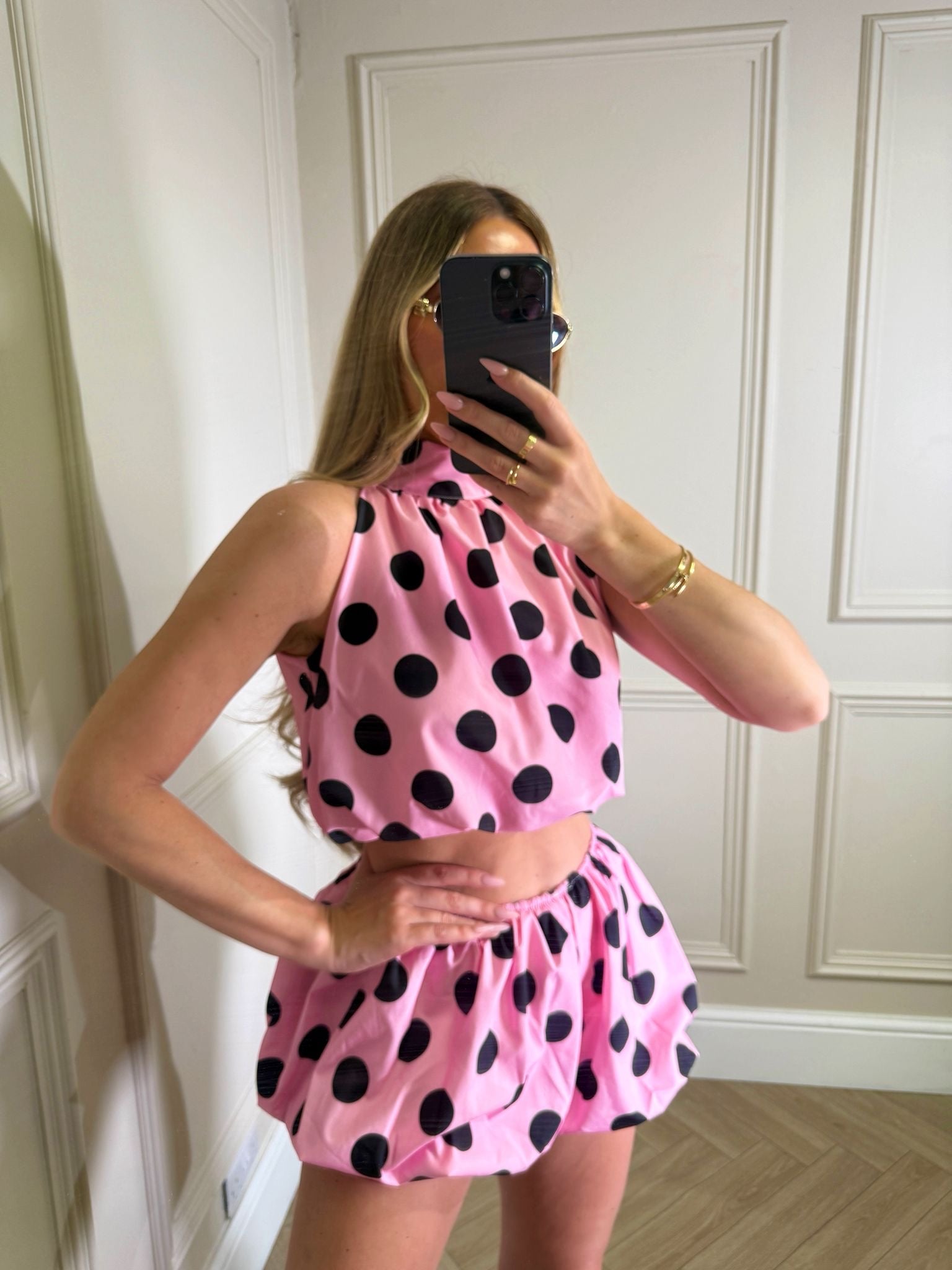 Dottie balloon short set - pink