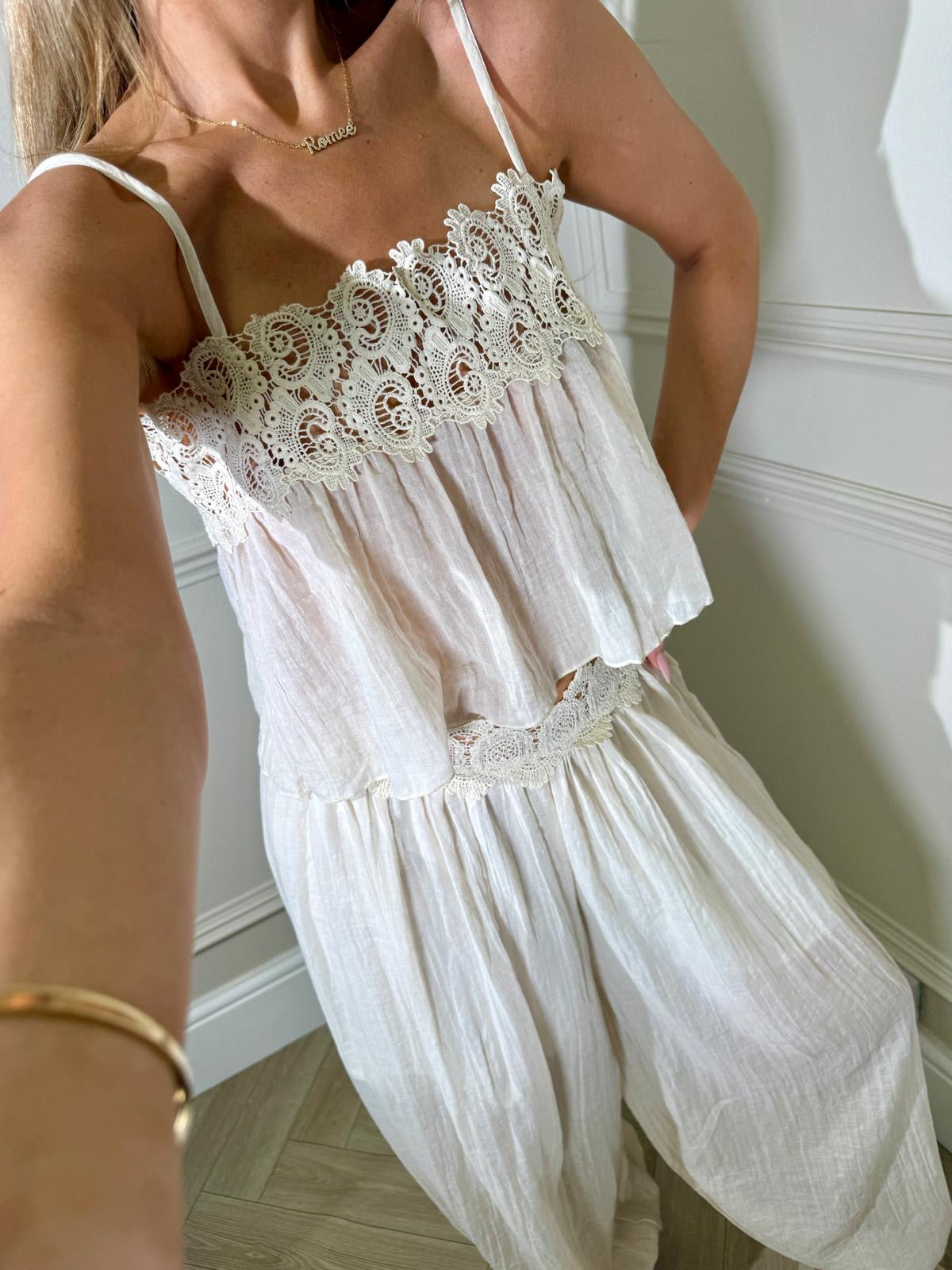 Coco sheer harem set - cream