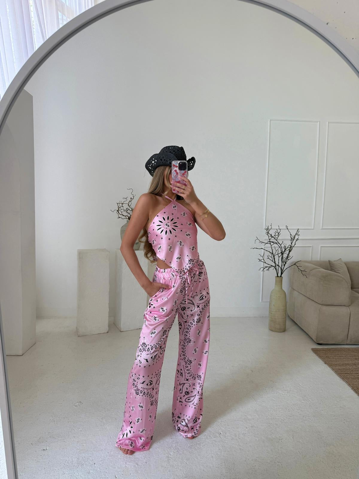 Bandana Trouser Set - Pink