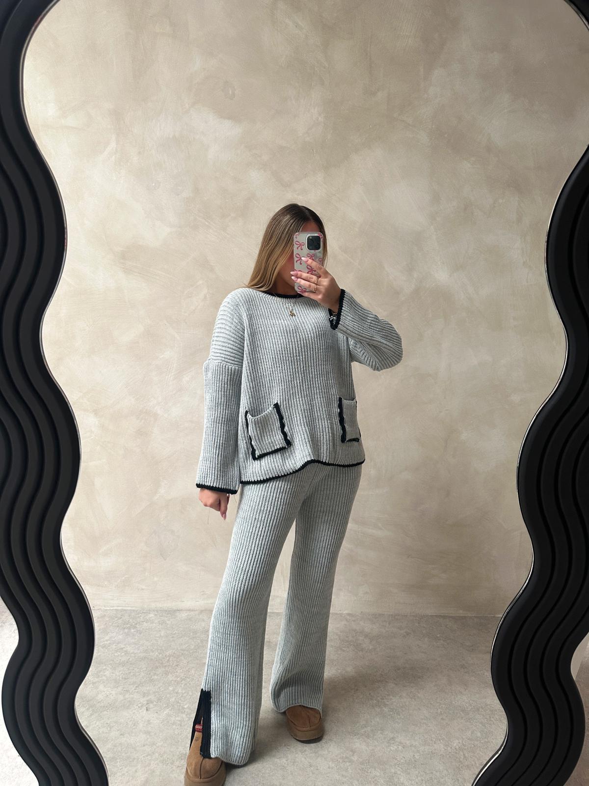 Pocket knit lounge set - grey