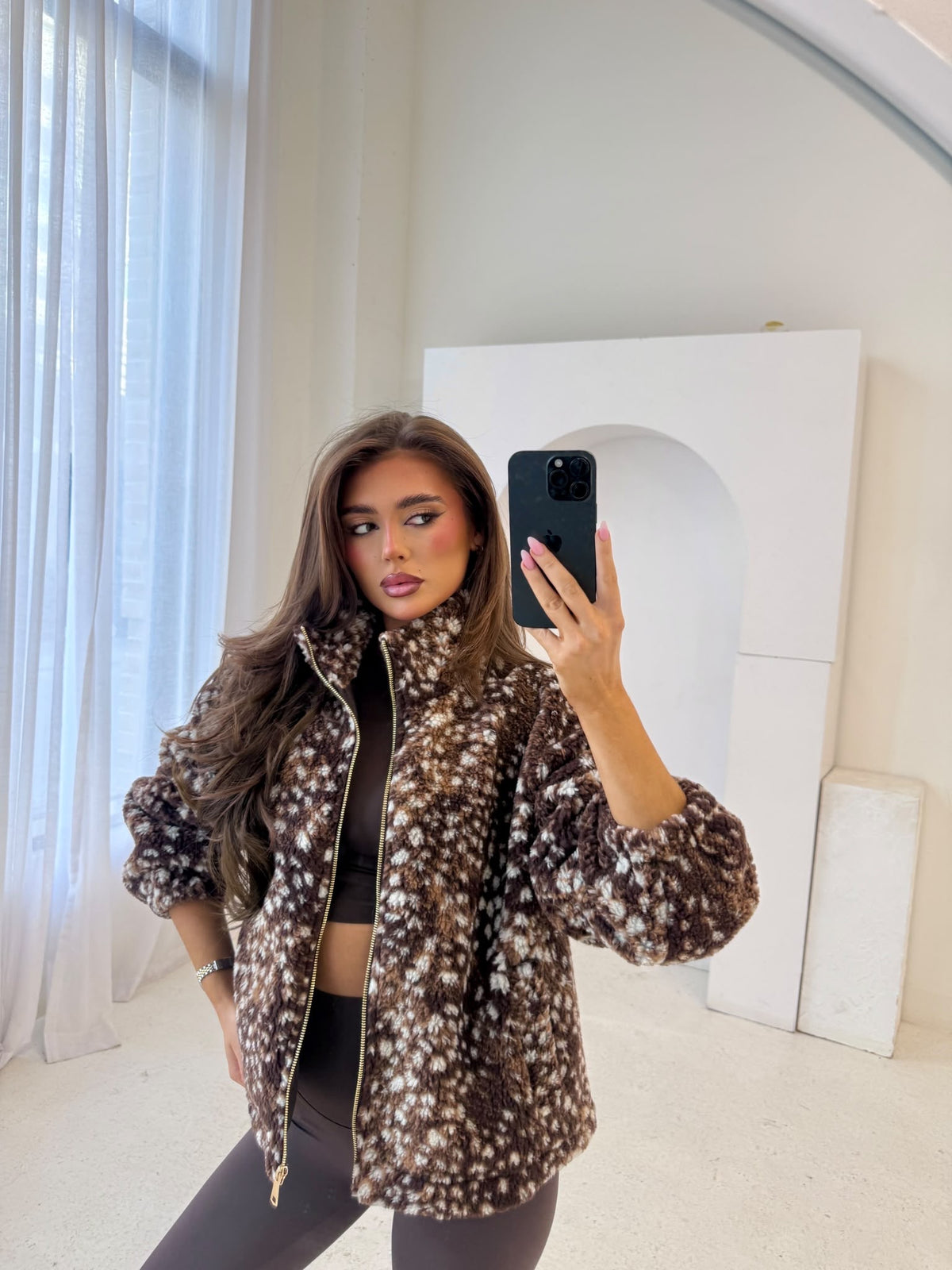 Bambi gold zip fleece - brown