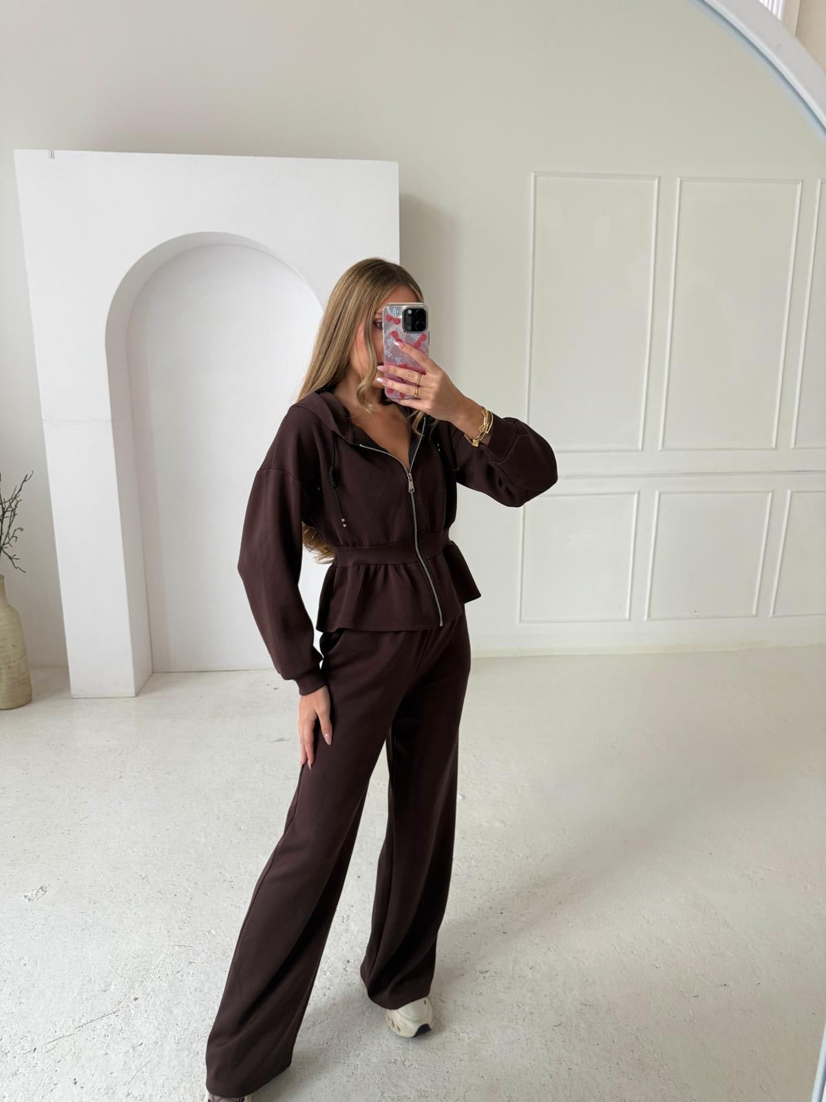 Peplum tracksuit - brown